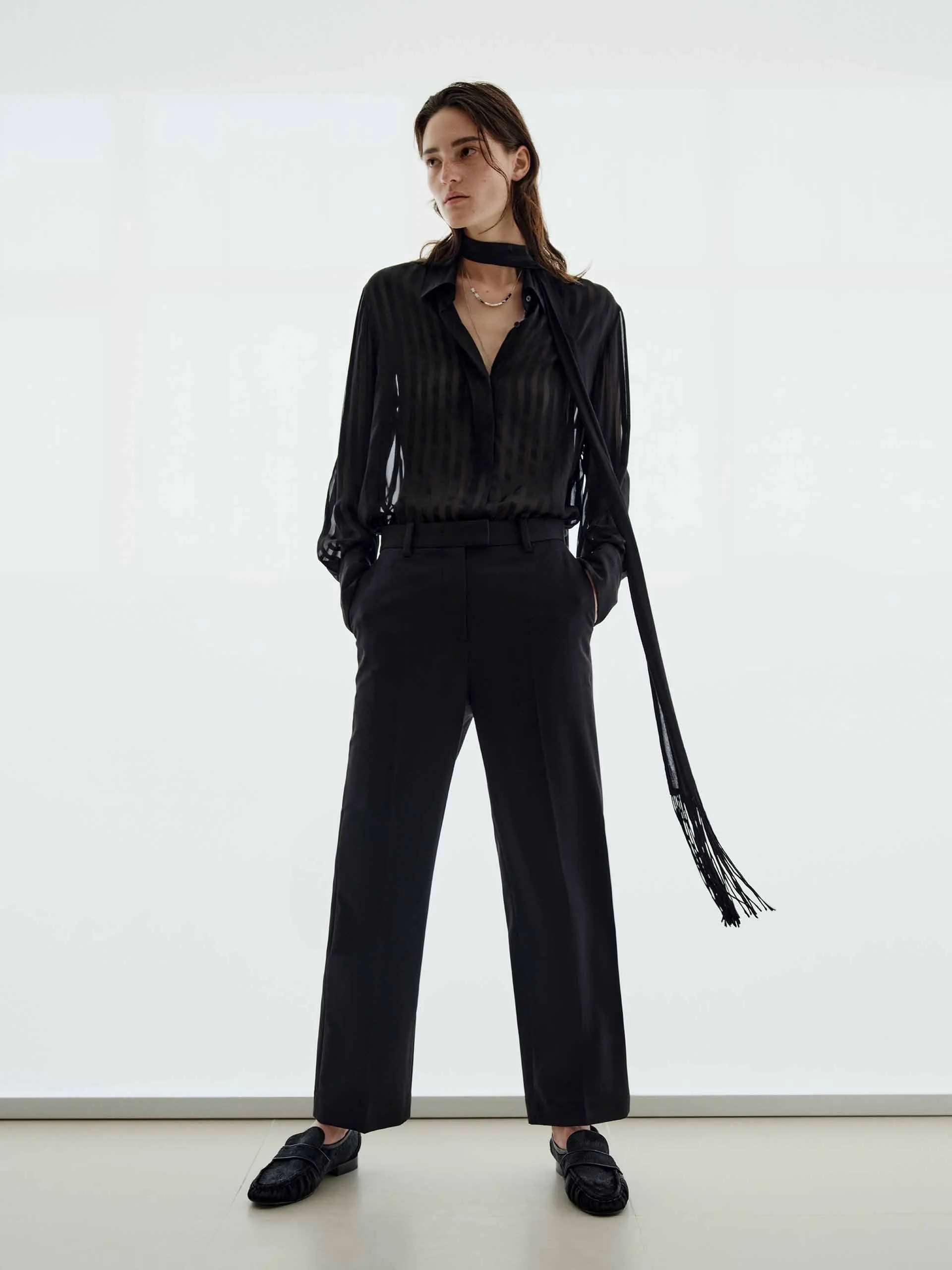 Wool Blend Straight Trousers sold by Mo&Co product image thumbnail 2