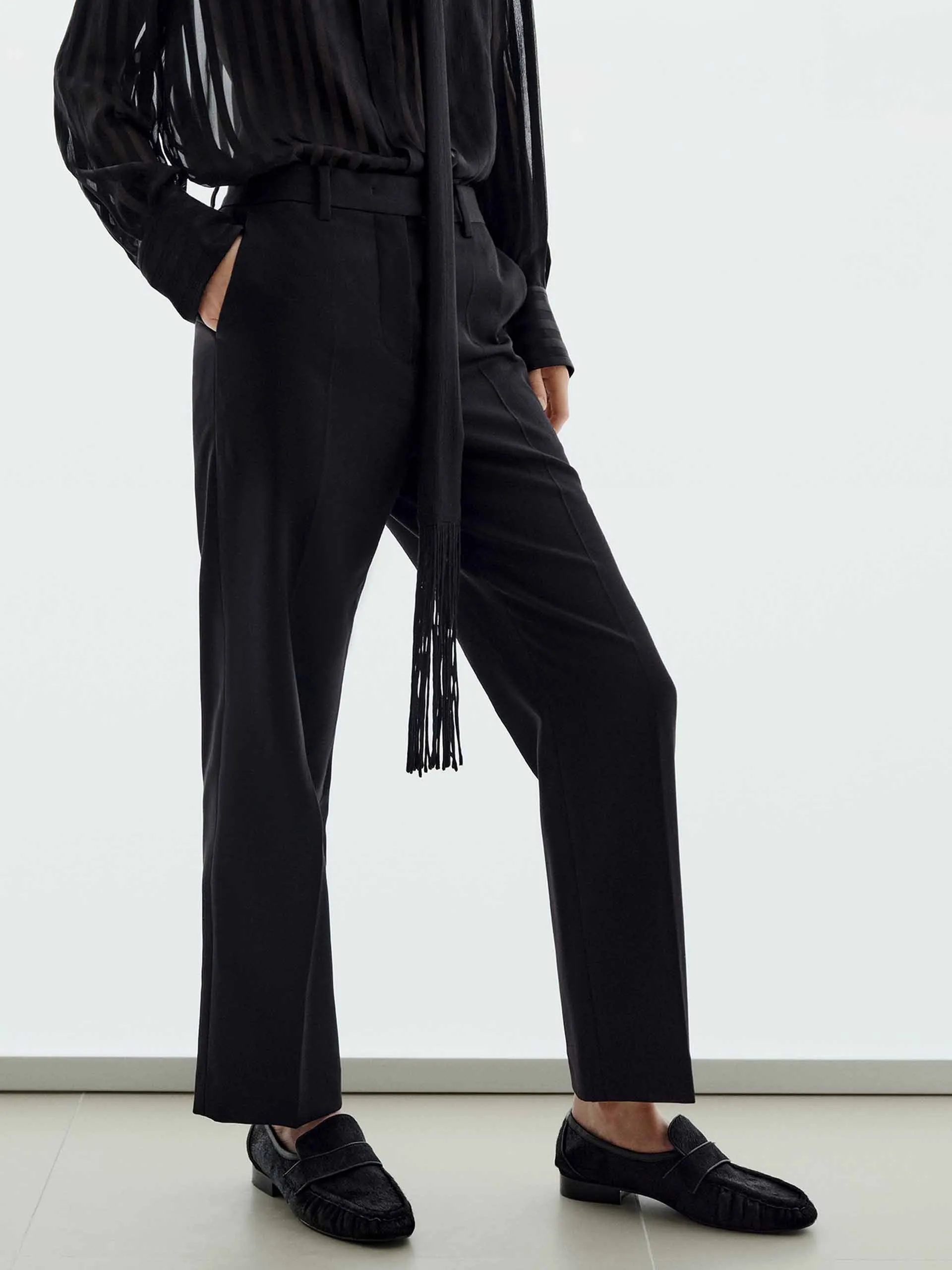 Wool Blend Straight Trousers sold by Mo&Co product image thumbnail 3