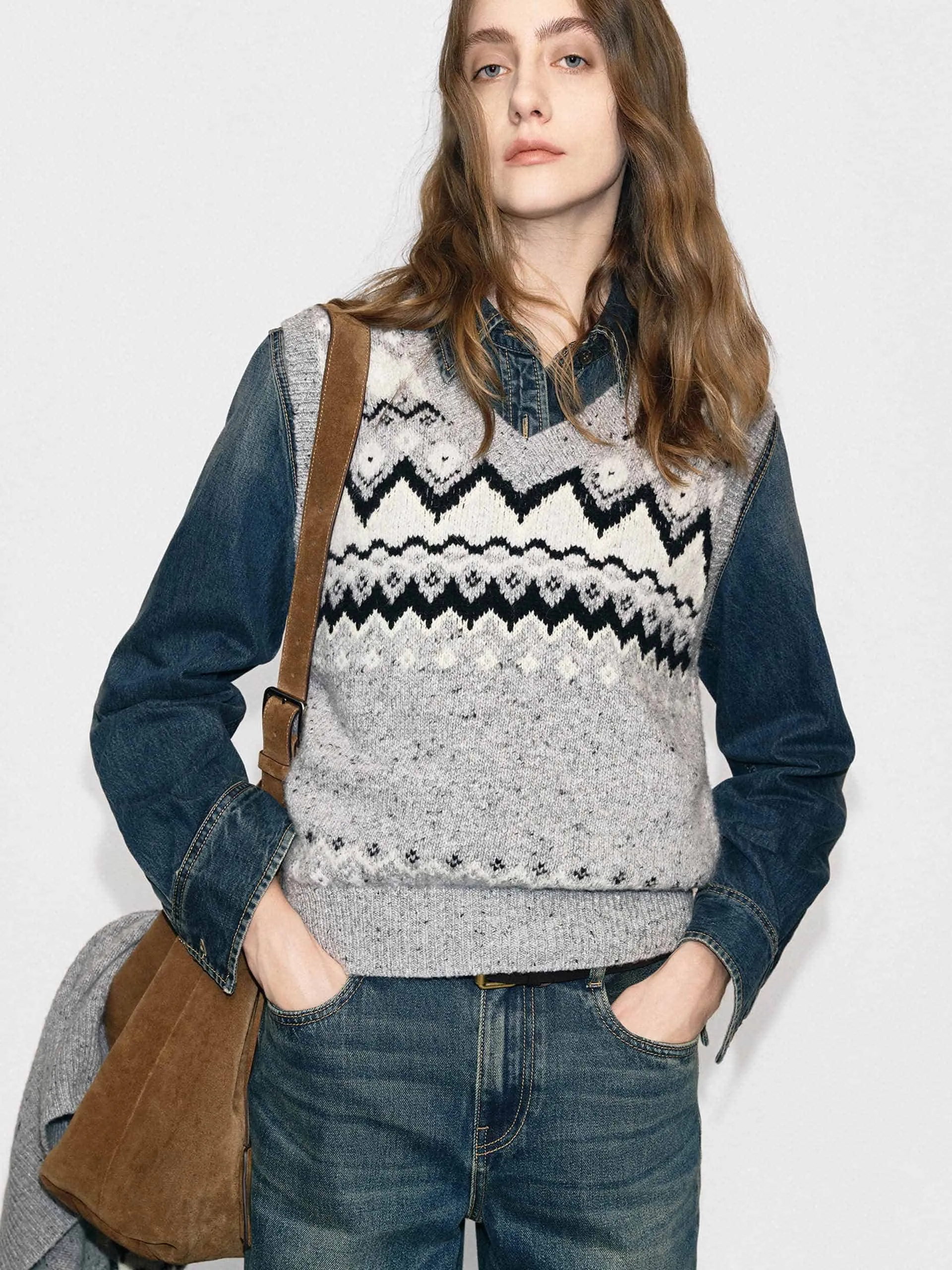 Included Alpaca Fair Isle Vest sold by Mo&Co