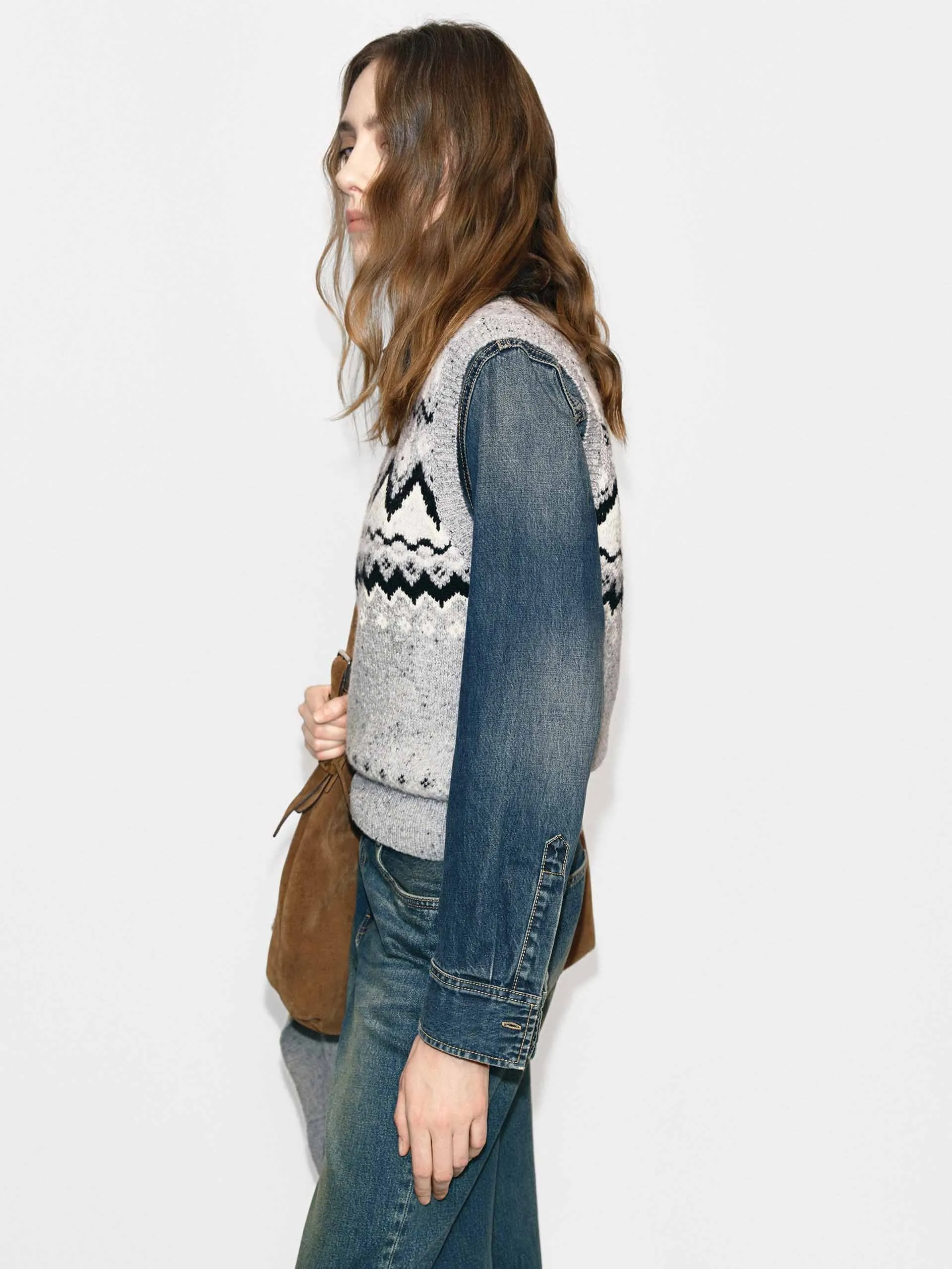 Included Alpaca Fair Isle Vest sold by Mo&Co product image thumbnail 5