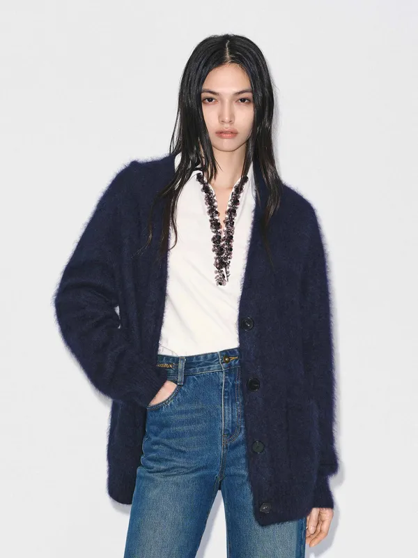 Furry Touch Knitted Cardigan sold by Mo&Co