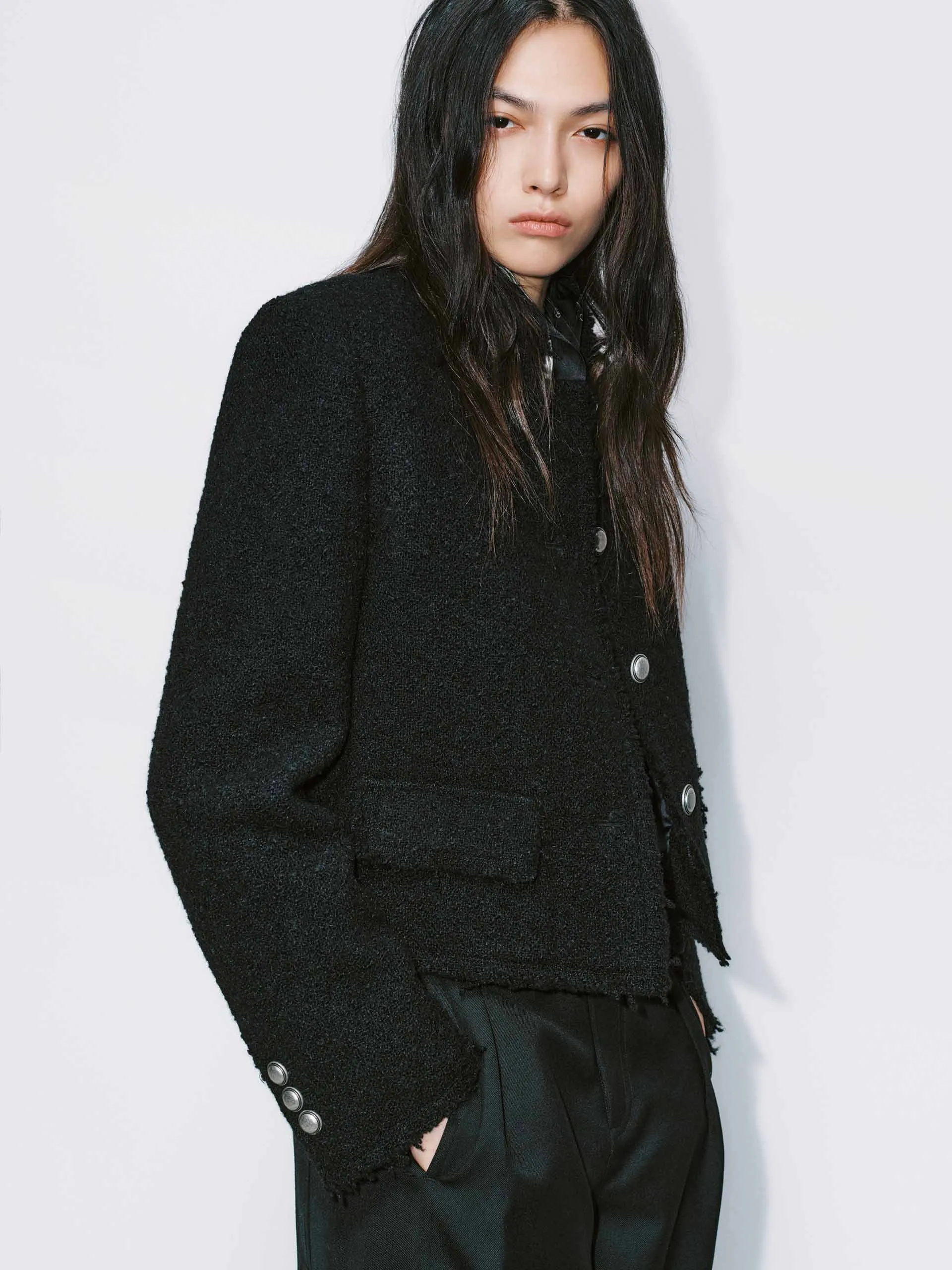 Raw Trim Cropped Coat sold by Mo&Co product image thumbnail 3