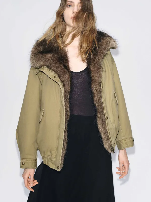 Fur Collar Cotton Coat sold by Mo&Co