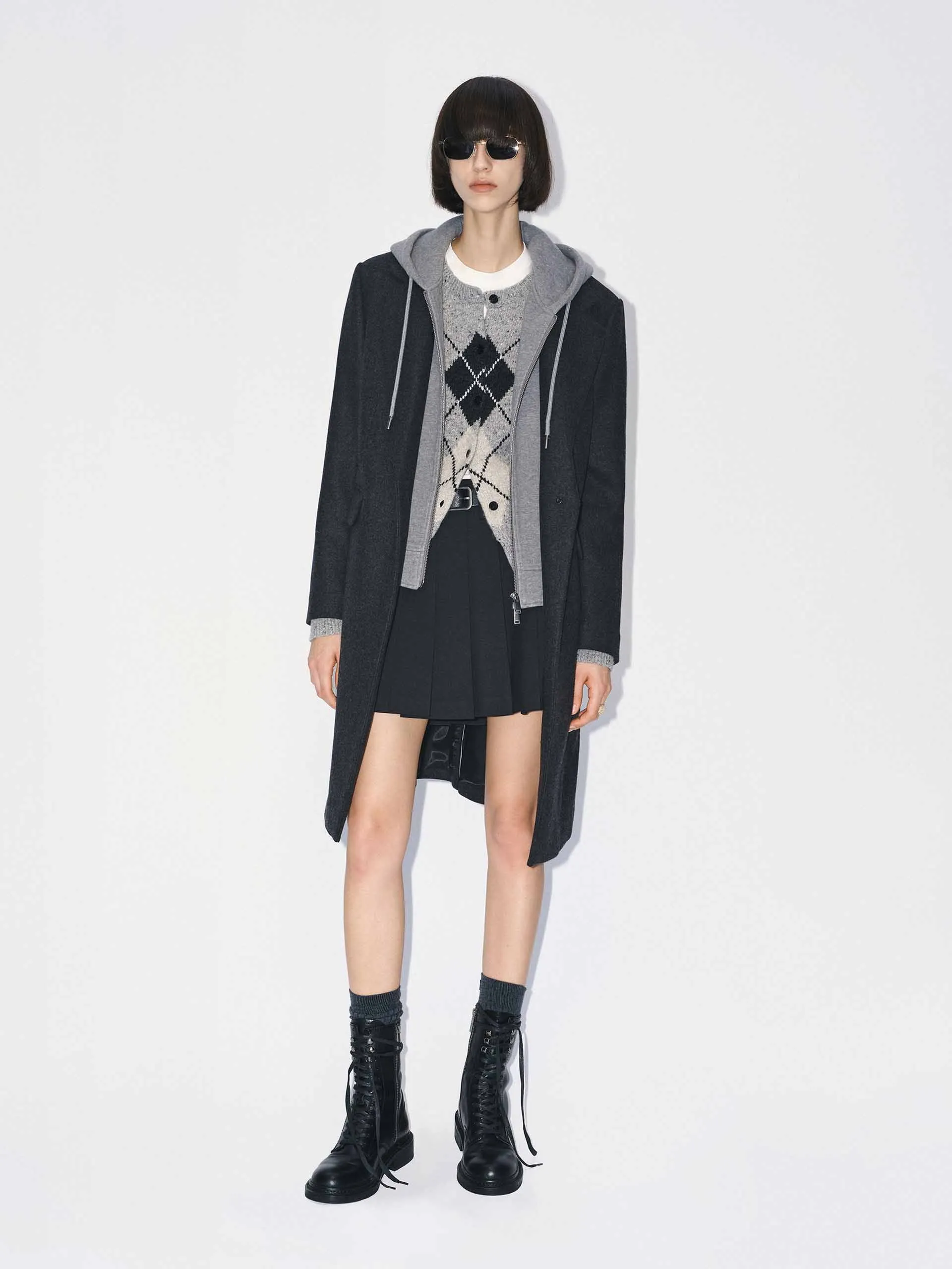 Layered Hooded Wool Coat sold by Mo&Co product image thumbnail 2