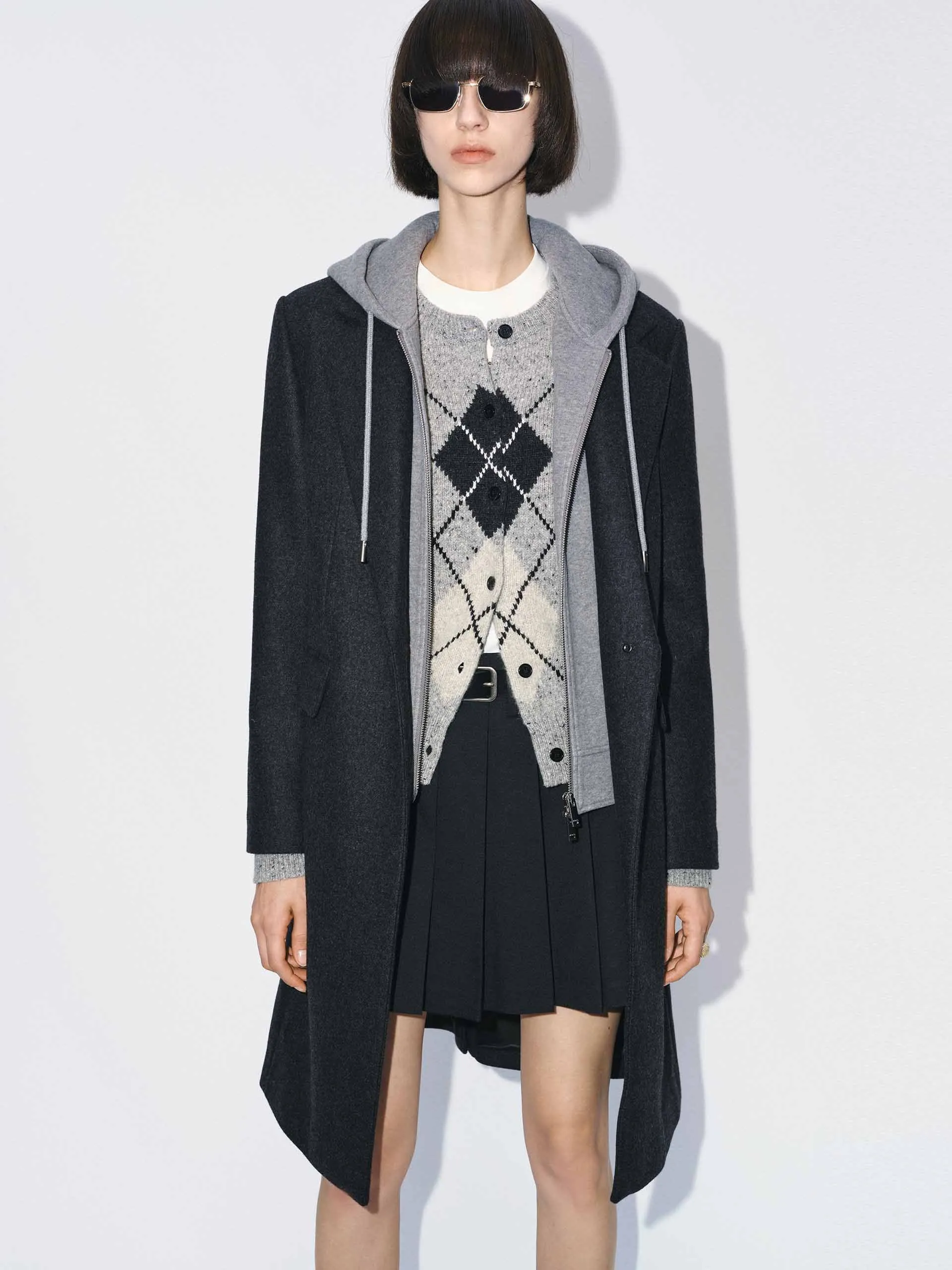 Layered Hooded Wool Coat sold by Mo&Co