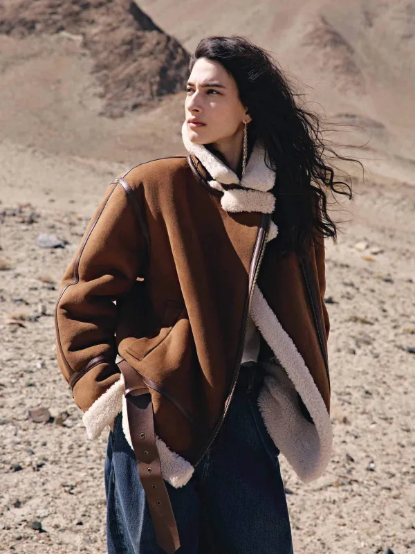 Faux Suede Fuzzy Inner Coat sold by Mo&Co