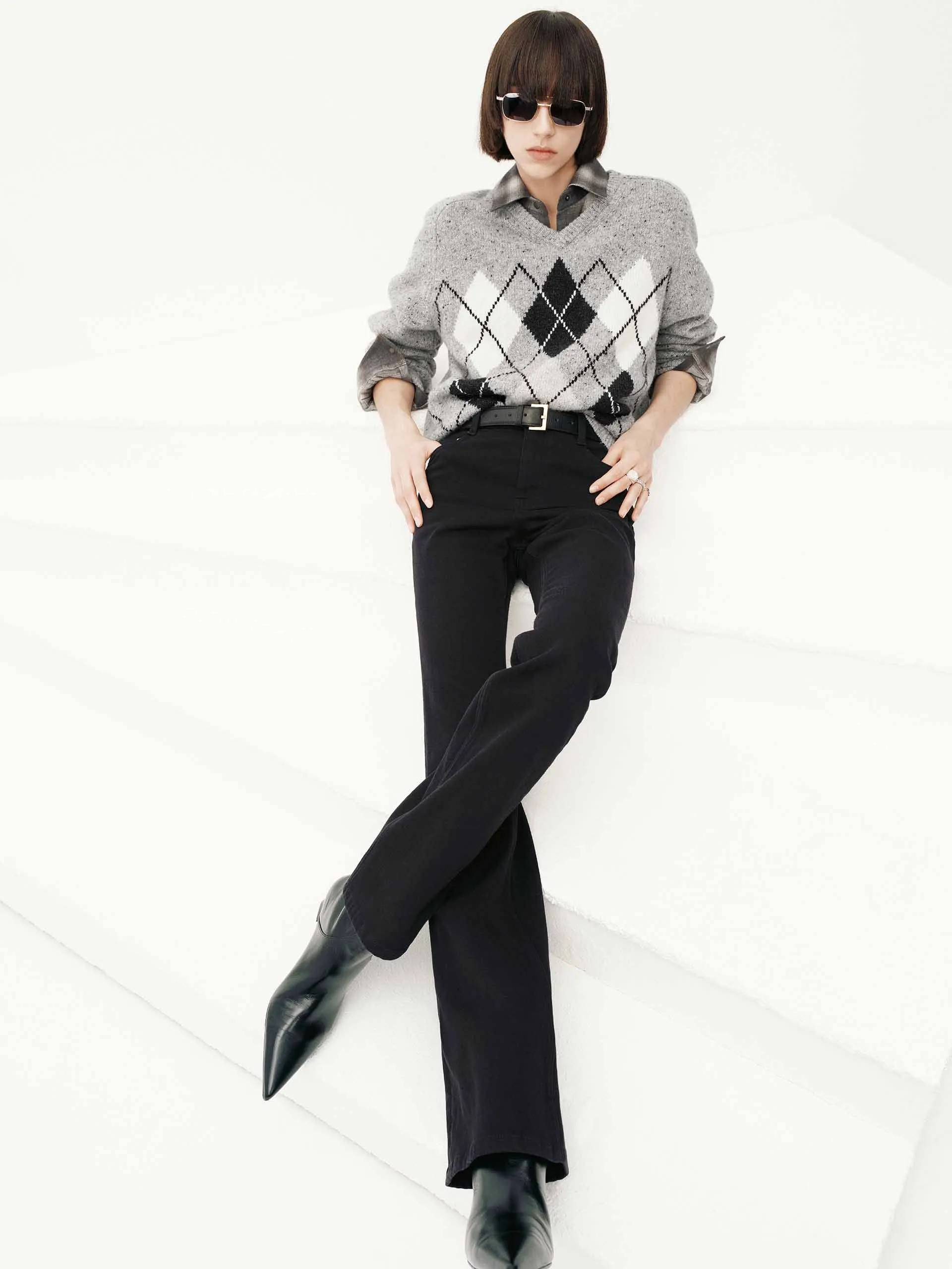 Argyle V-neck Sweater sold by Mo&Co product image thumbnail 2