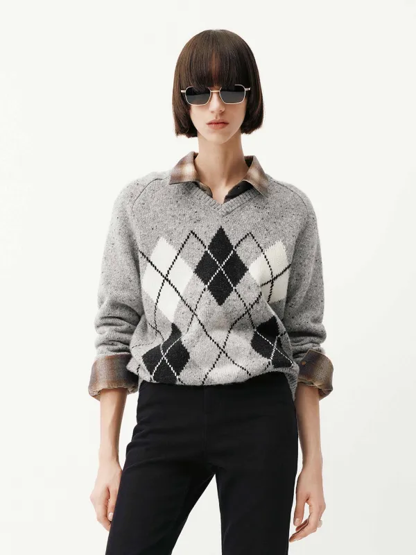 Argyle V-neck Sweater sold by Mo&Co