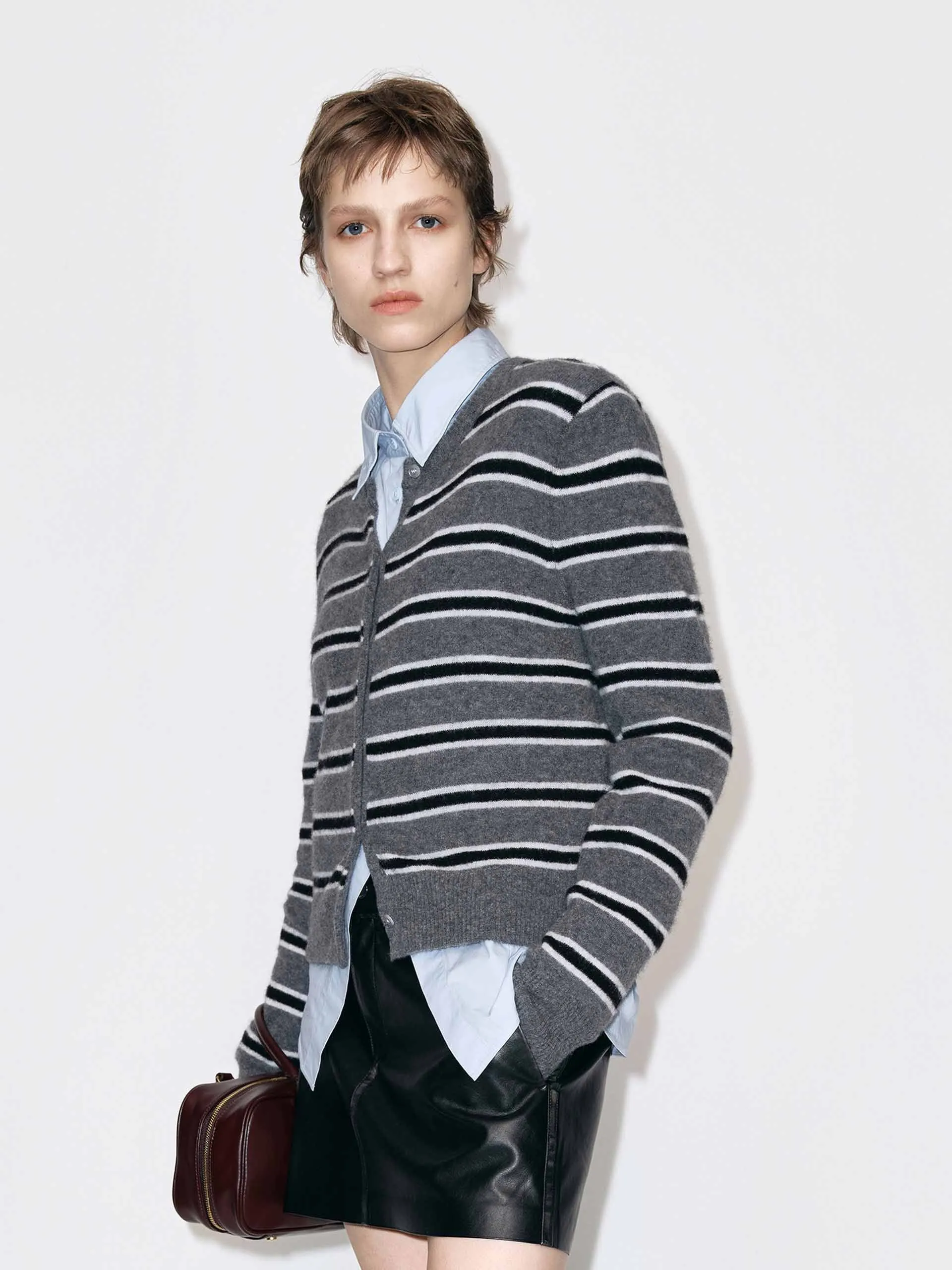 Round Neck Stripe Cardigan sold by Mo&Co product image thumbnail 5