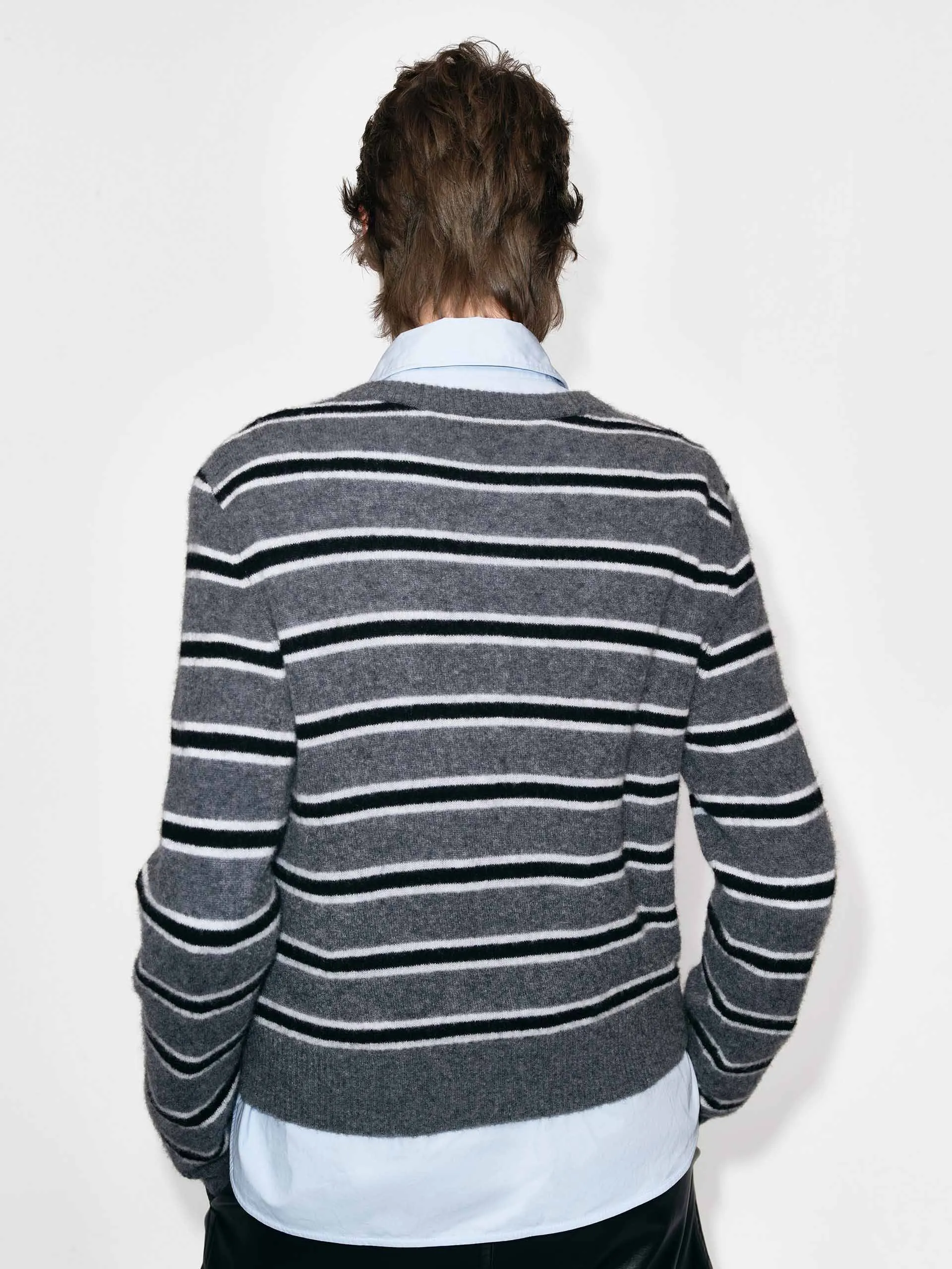 Round Neck Stripe Cardigan sold by Mo&Co product image thumbnail 4