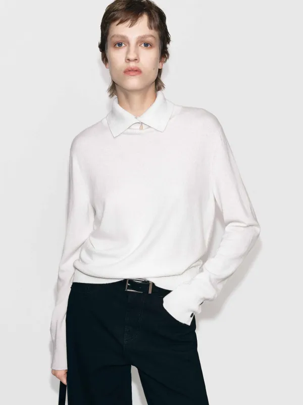 Ribbed Collar Knitted Sweater sold by Mo&Co