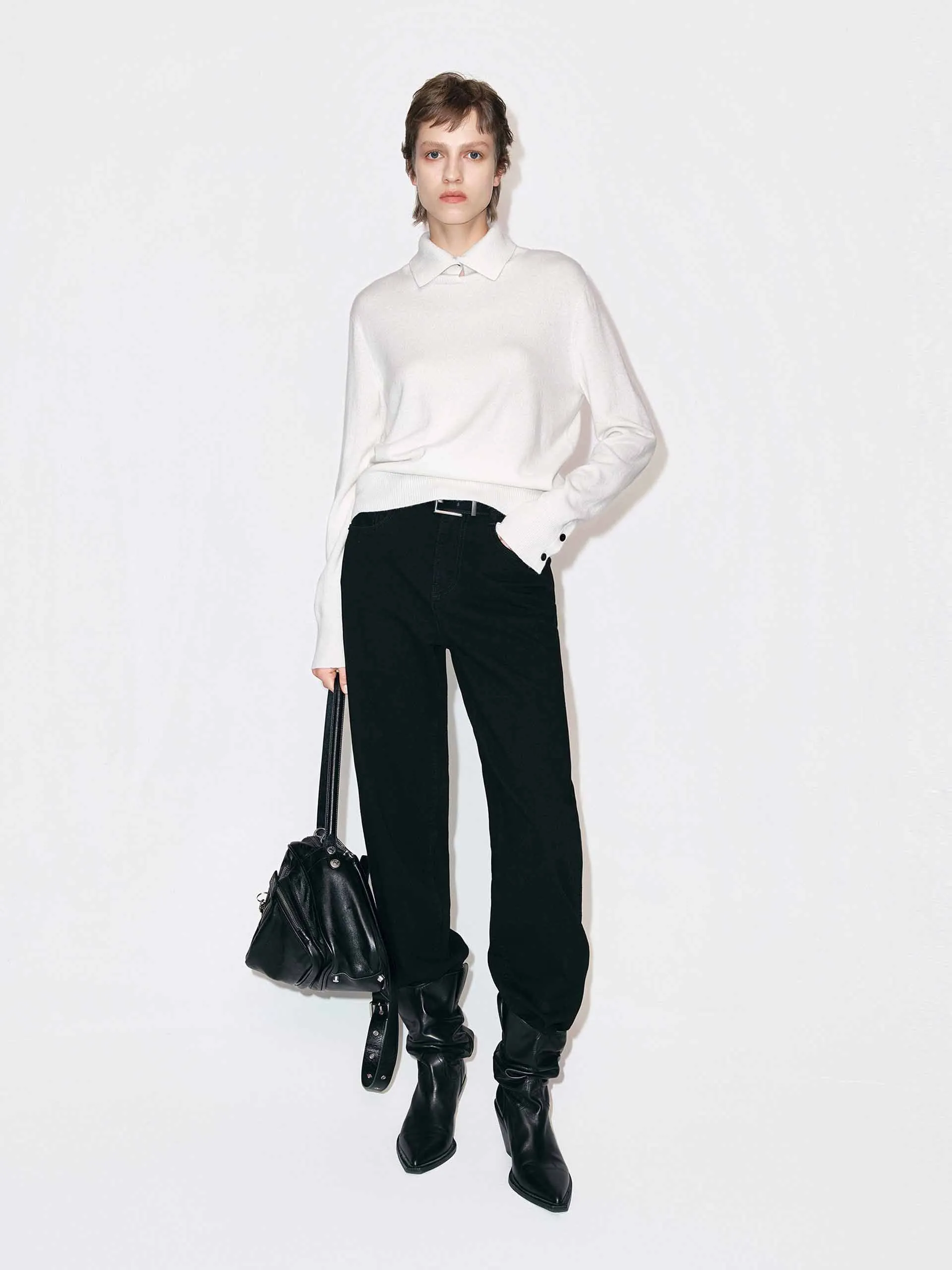 Ribbed Collar Knitted Sweater sold by Mo&Co product image thumbnail 2