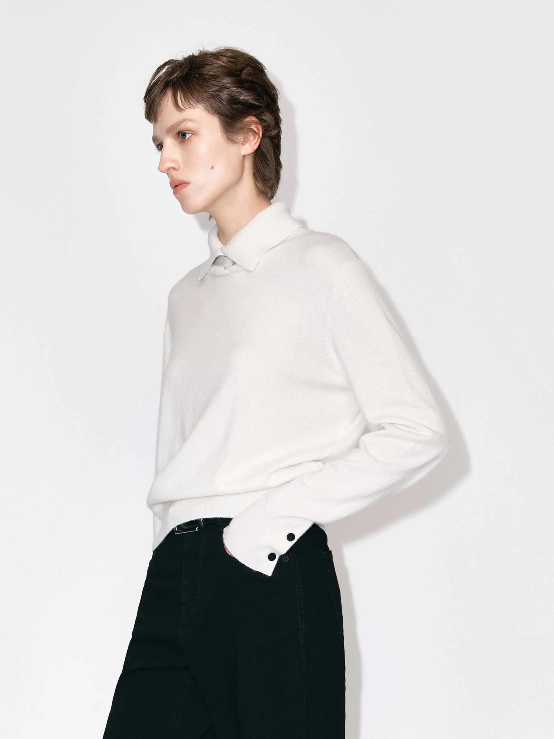 Ribbed Collar Knitted Sweater sold by Mo&Co product image thumbnail 3