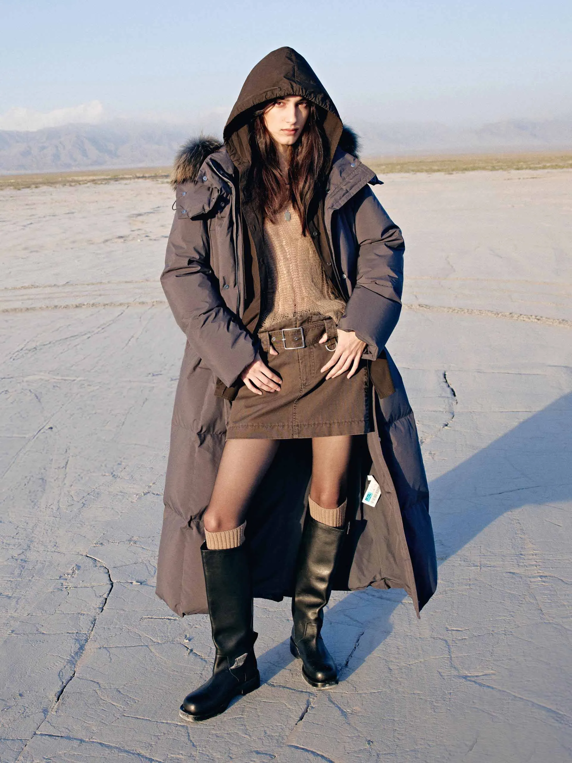 Fur Collar Long Down Jacket sold by Mo&Co product image thumbnail 2