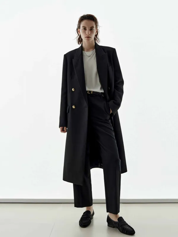 Longline Metal Button Coat sold by Mo&Co