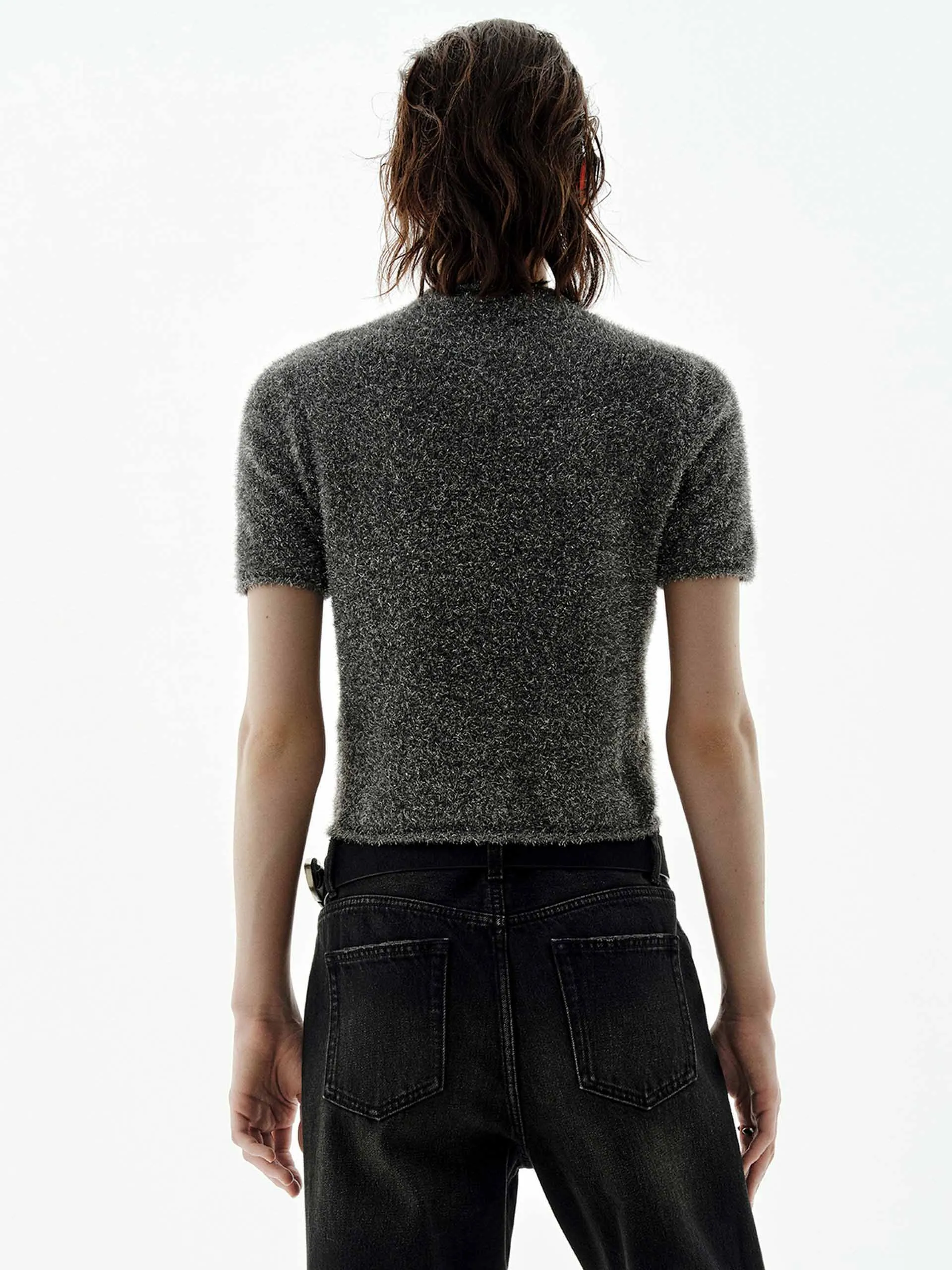 Cropped Metallic Knitted Top sold by Mo&Co product image thumbnail 4