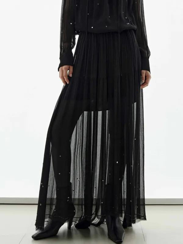 Semi-transparent Sequin Skirt sold by Mo&Co