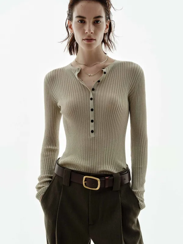 Half Button Lurex Sweater sold by Mo&Co