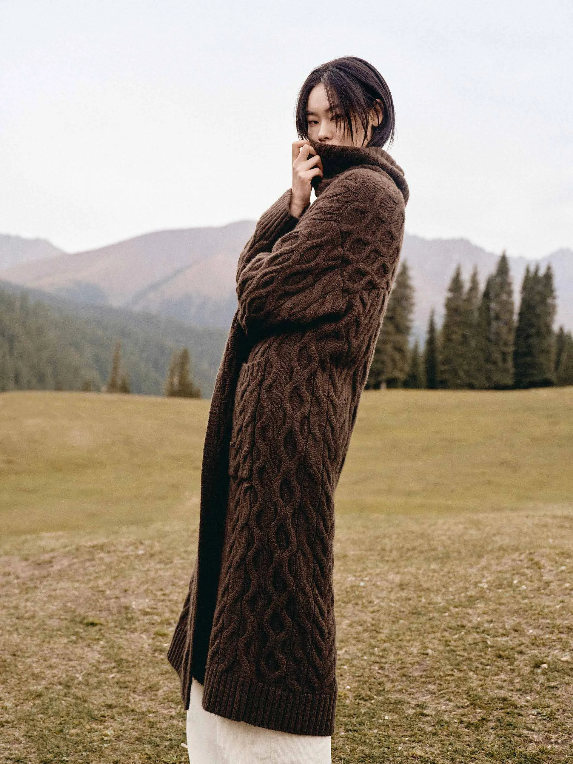 Long Cable Knit Cardigan sold by Mo&Co product image thumbnail 3