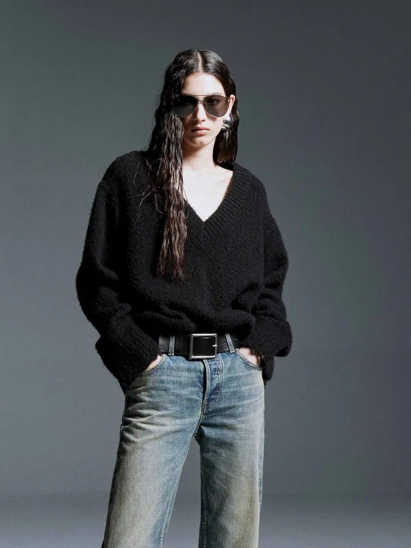 V-neck Distressed Sweater sold by Mo&Co