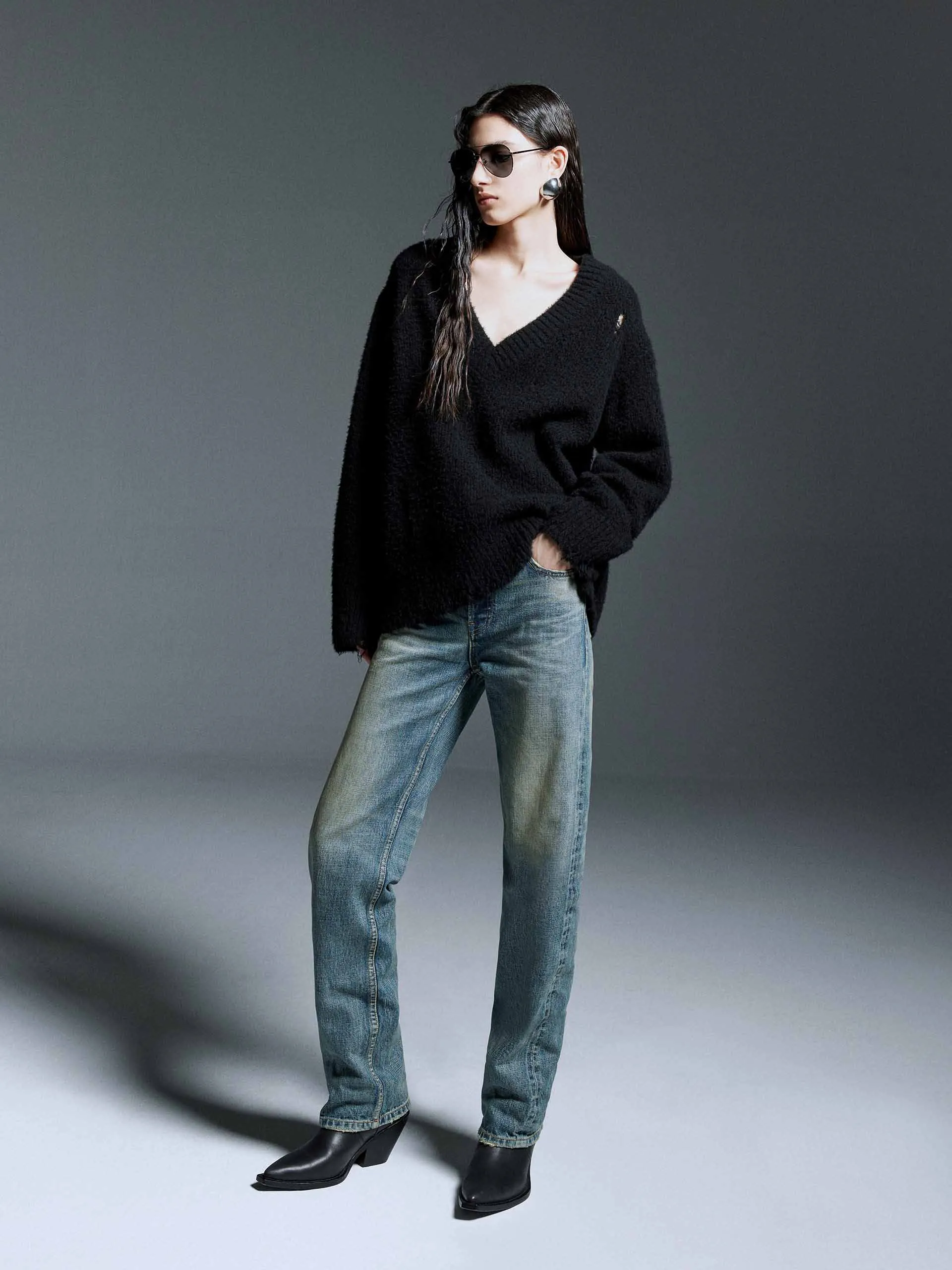 V-neck Distressed Sweater sold by Mo&Co product image thumbnail 2