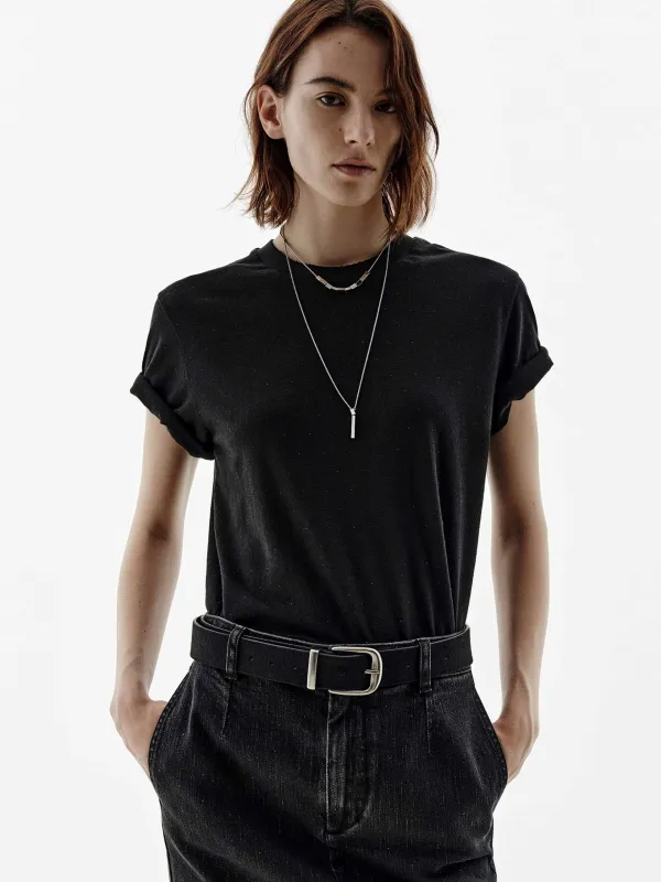 Cotton Linen Rhinestones T-shirt sold by Mo&Co