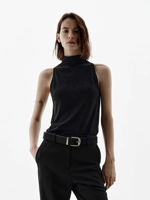 Turtleneck Sleeveless Knitted Top sold by Mo&Co