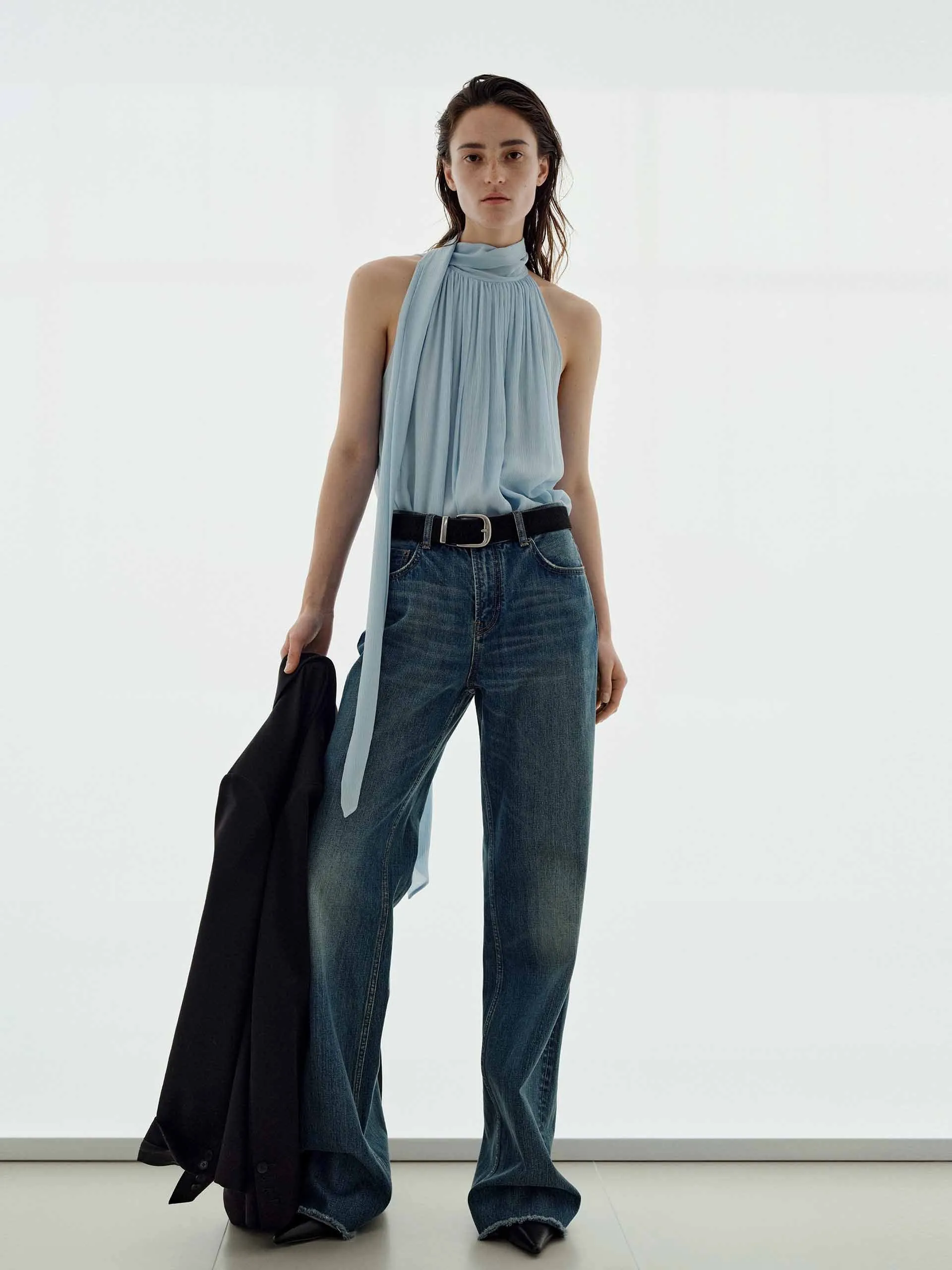 Pleated Detail Silk Blouse sold by Mo&Co product image thumbnail 2