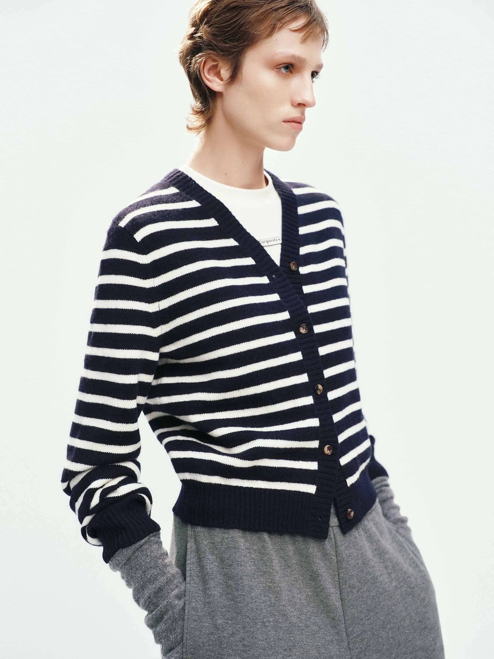 Wool Striped Knit Cardigan sold by Mo&Co product image thumbnail 3