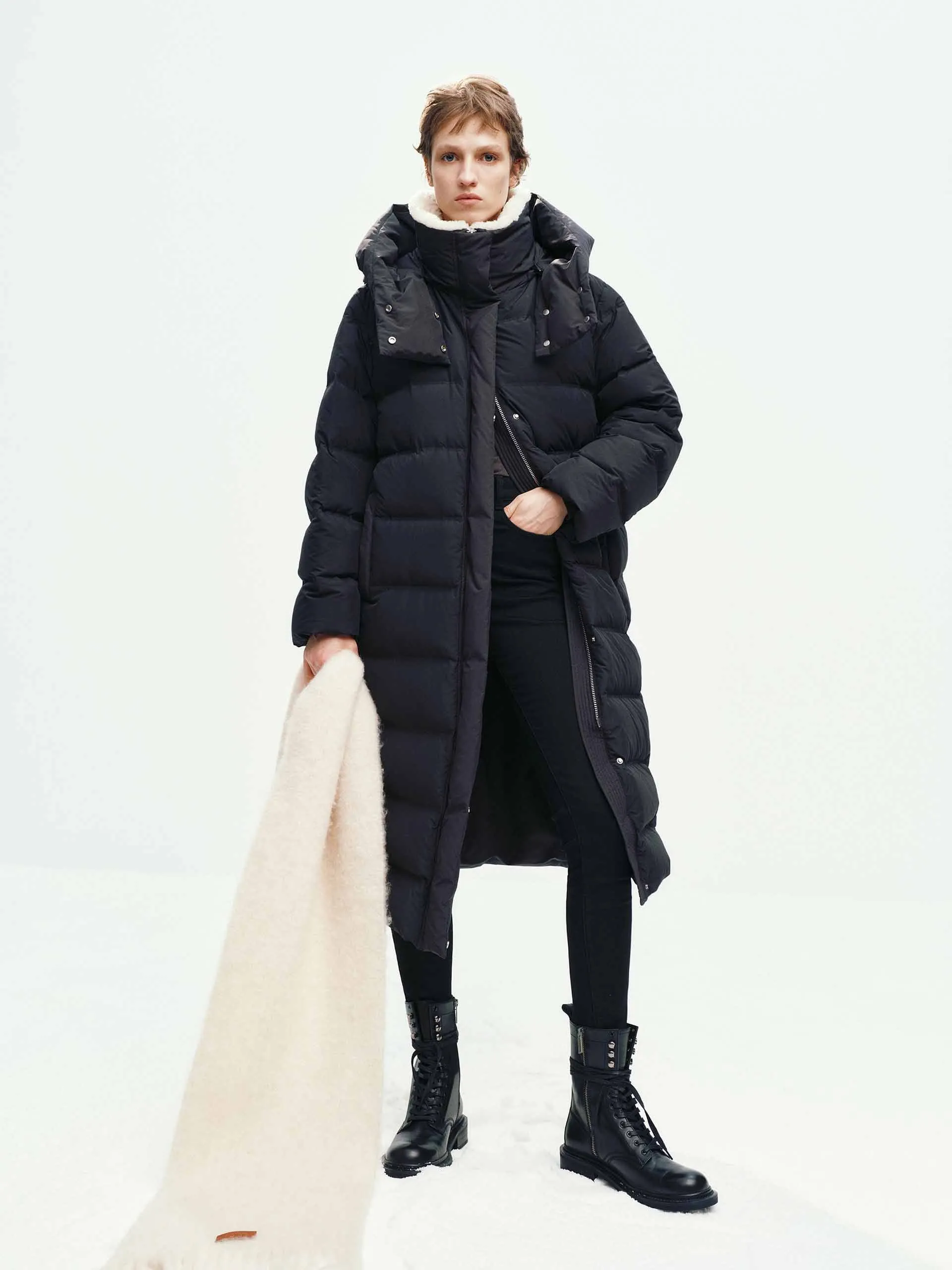 Detachable Fur Collar Long Down Jacket sold by Mo&Co