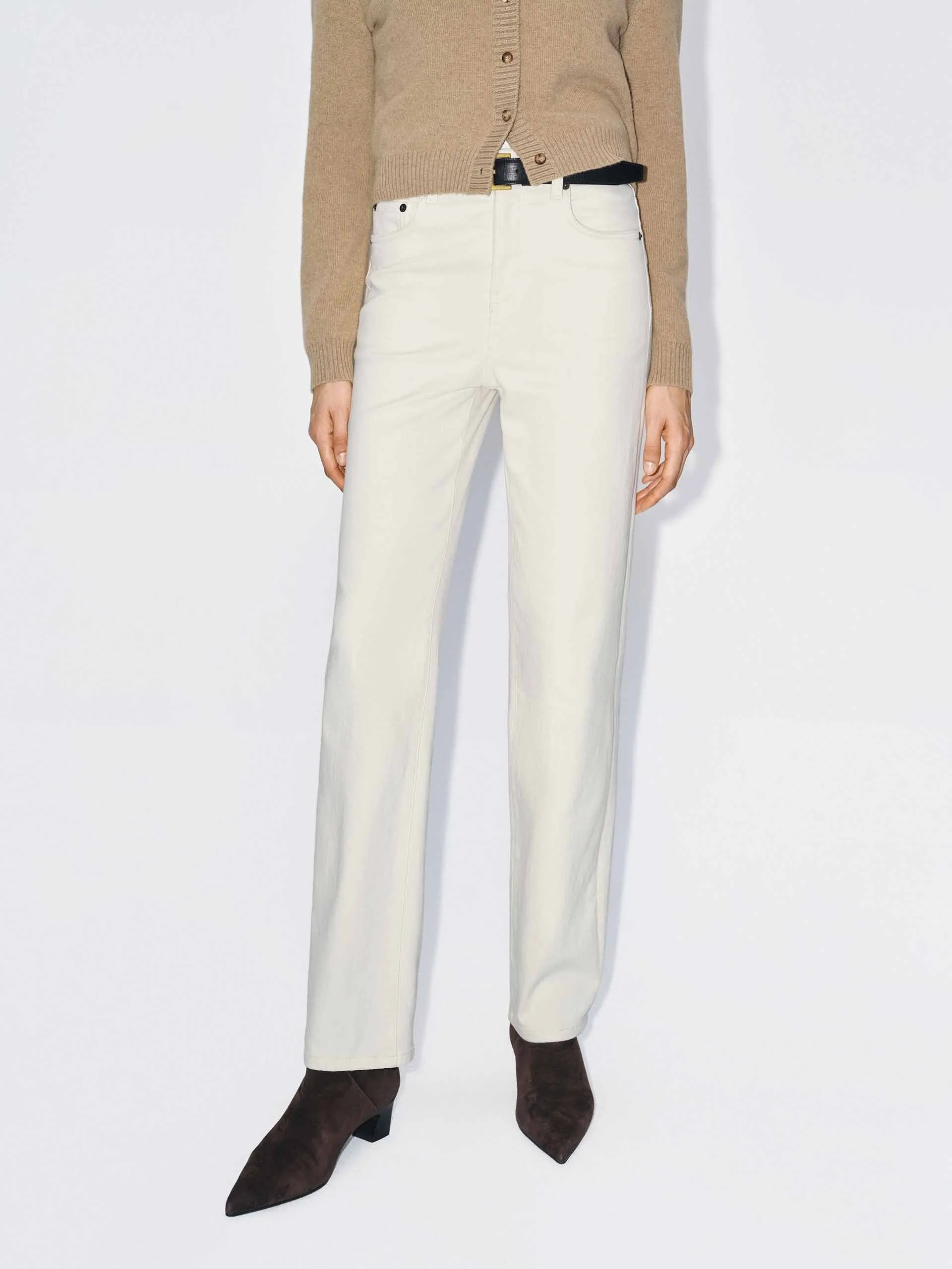 White Tapered Ankle Jeans sold by Mo&Co