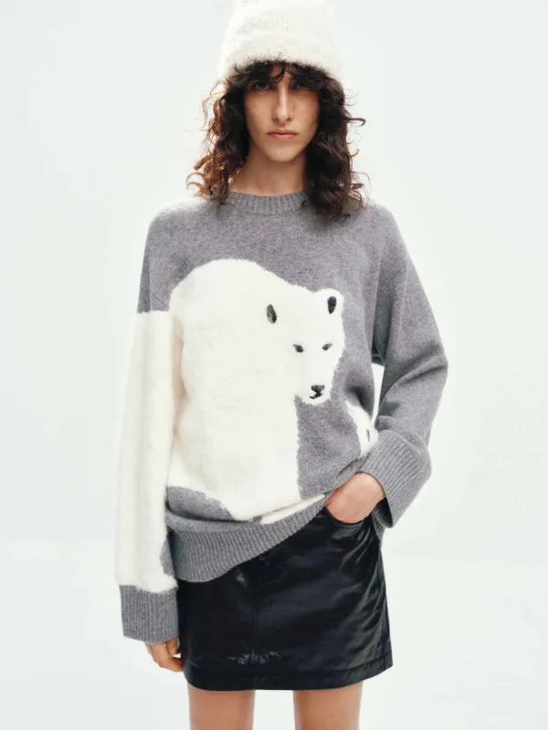 Contrast Polar Bear Pattern Sweater sold by Mo&Co