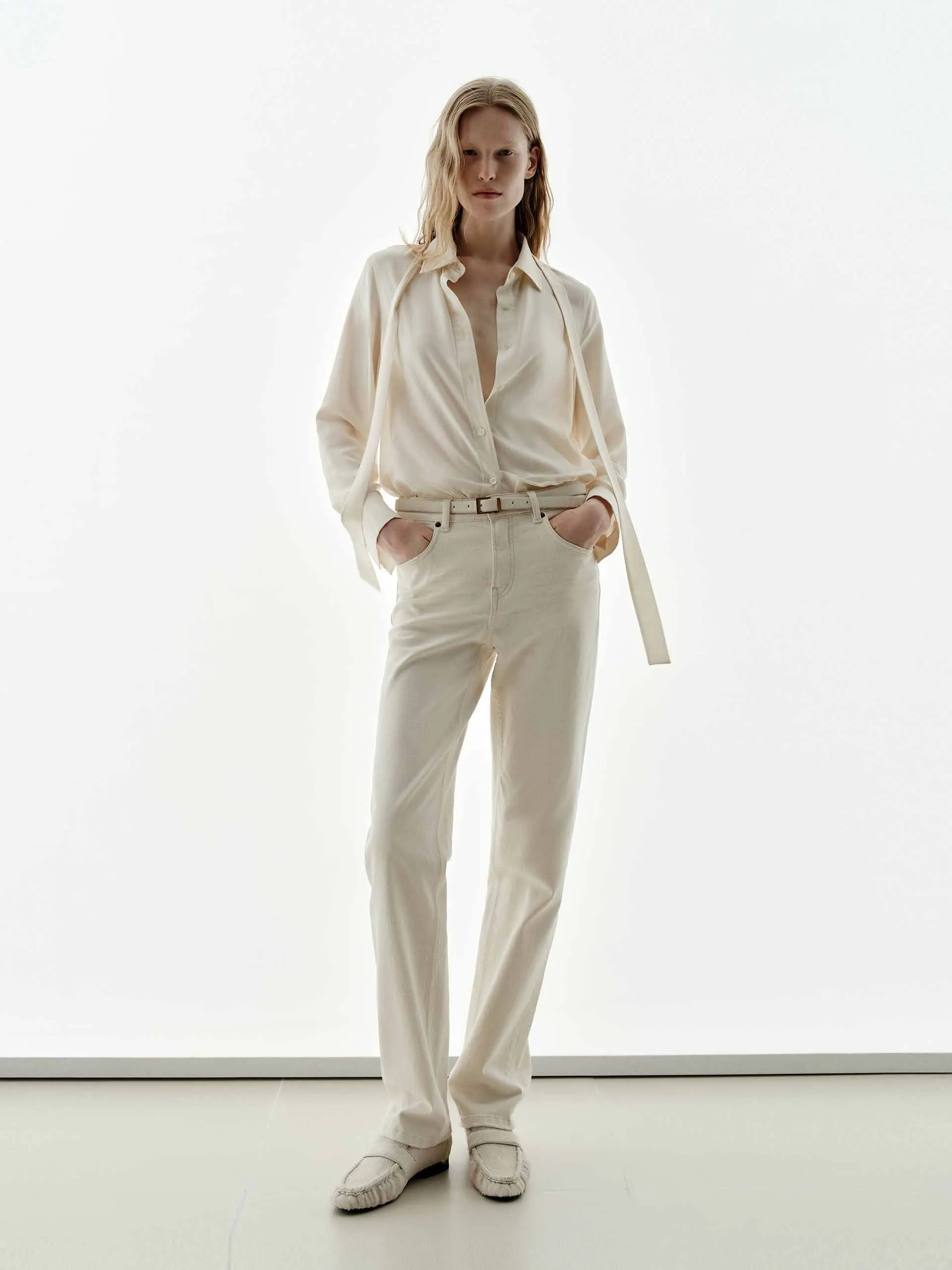 Necktie Detail Silk Shirt sold by Mo&Co product image thumbnail 2