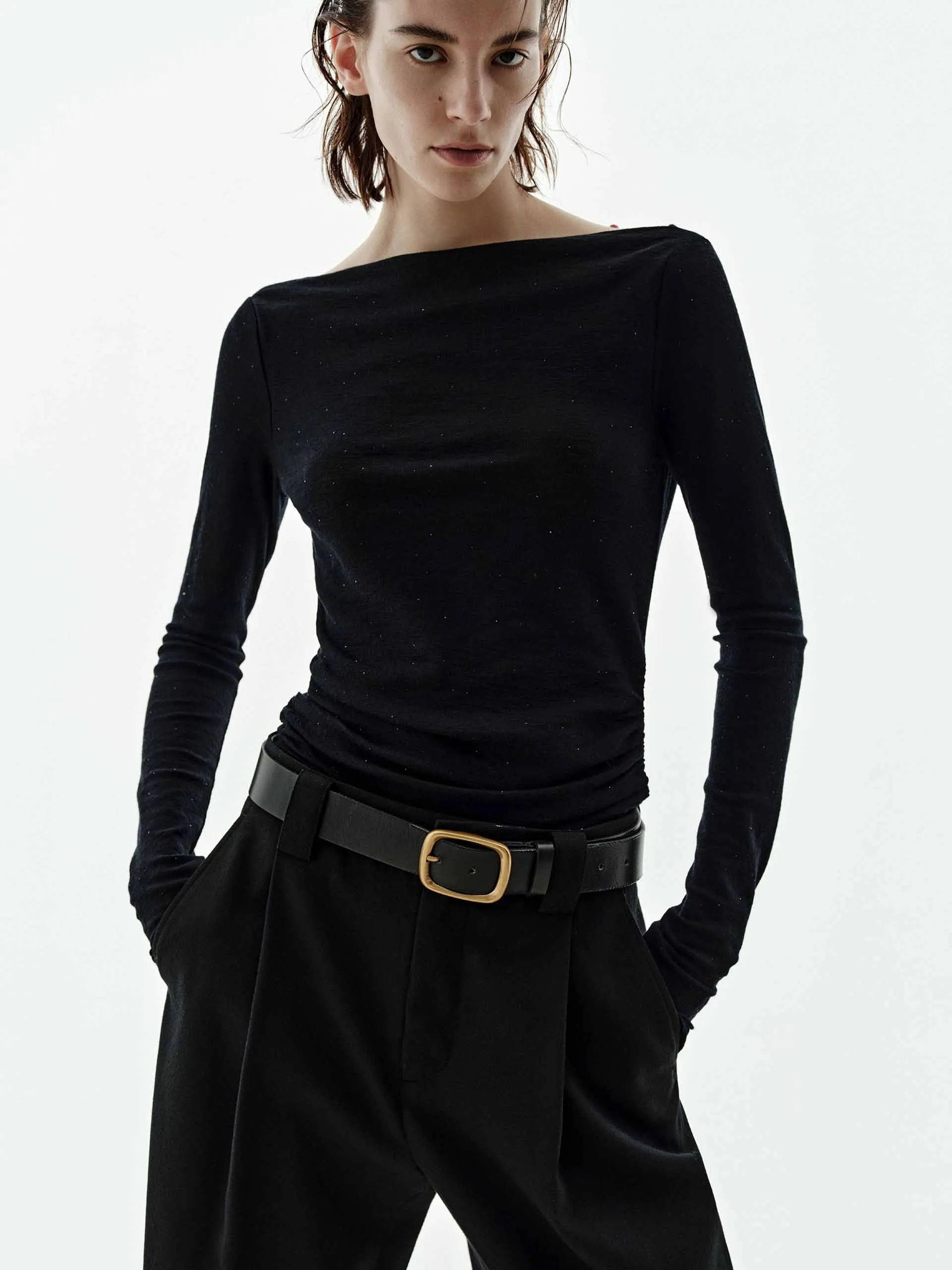 Off-shoulder Wool Blouse sold by Mo&Co