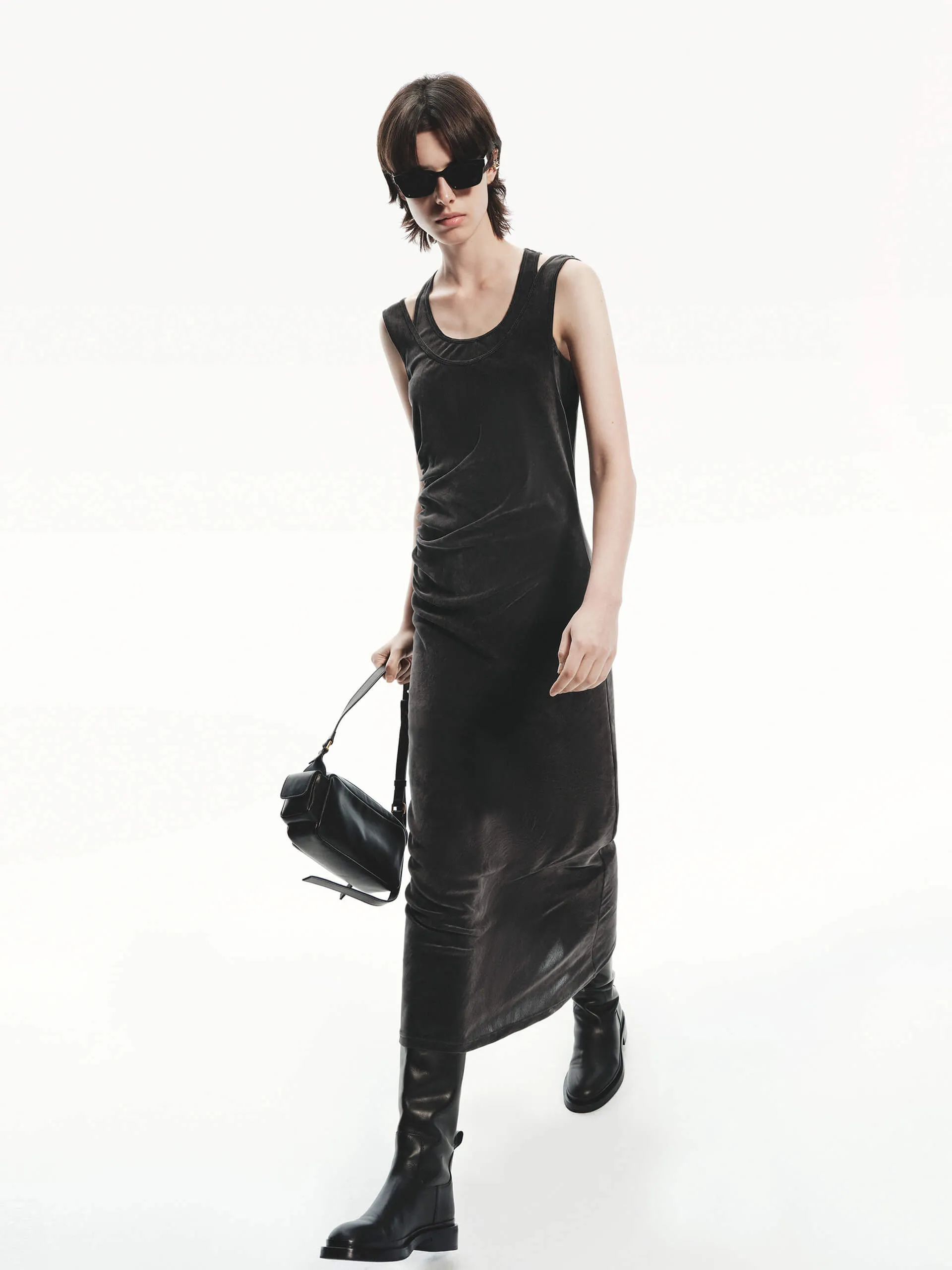 Velvet Textured Midi Dress sold by Mo&Co product image thumbnail 2