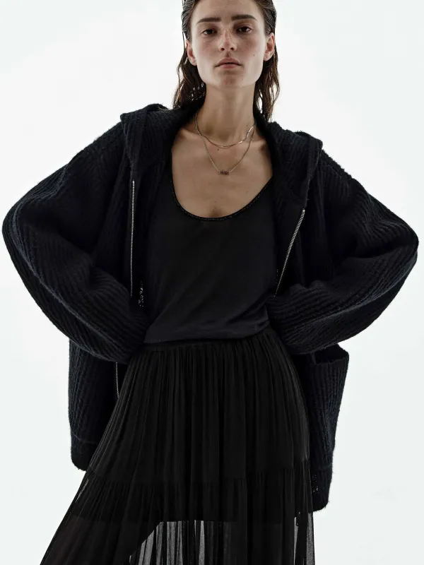 Hooded Zipper Cardigan sold by Mo&Co