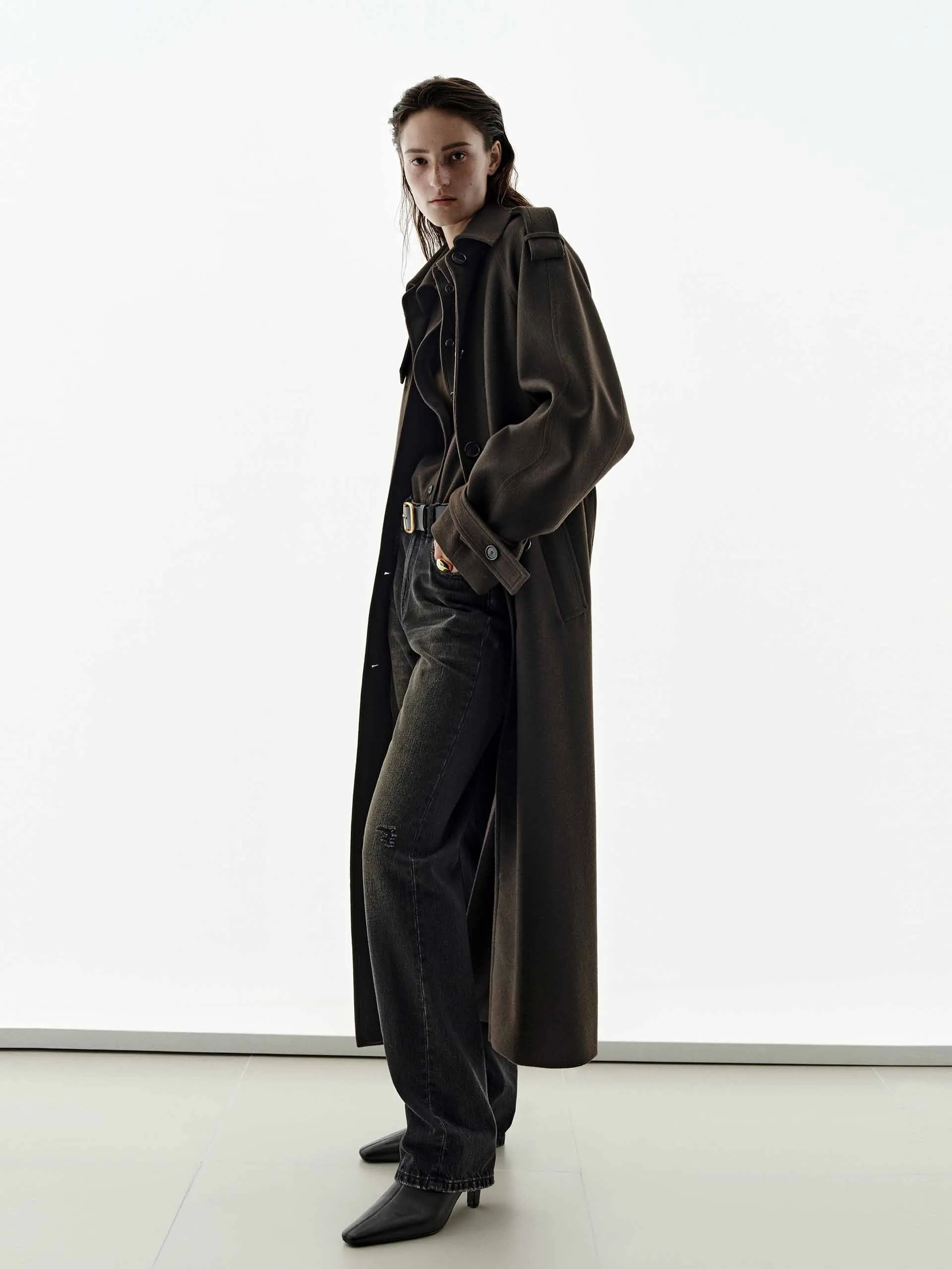 Longline Wool Blend Belted Coat sold by Mo&Co product image thumbnail 2