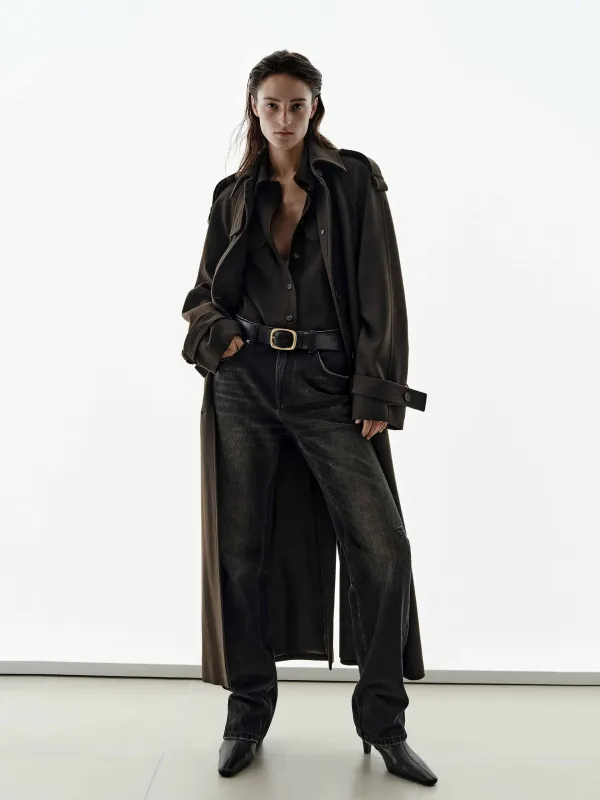 Longline Wool Blend Belted Coat sold by Mo&Co