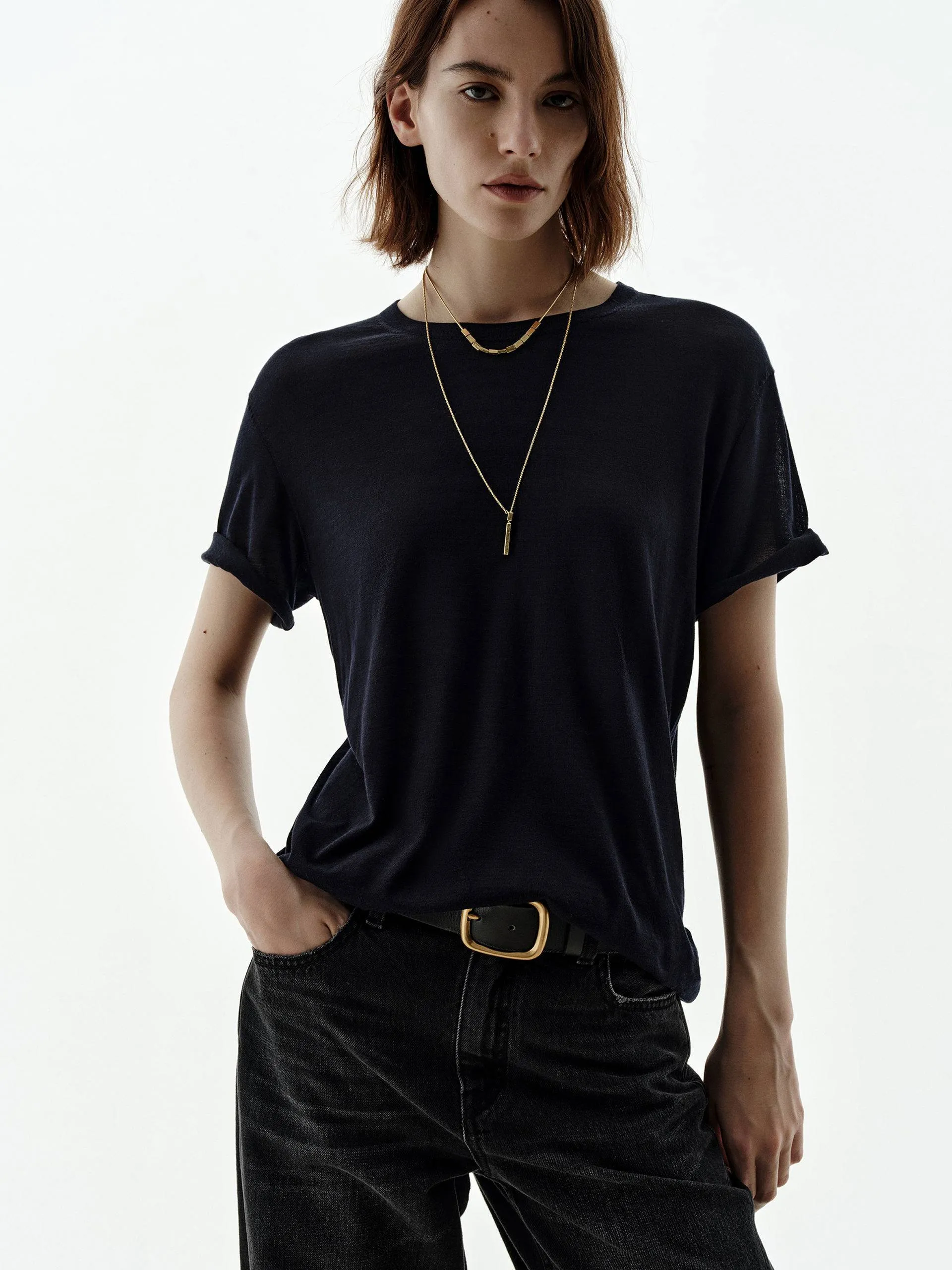 Pure Color Silk Blend Top sold by Mo&Co