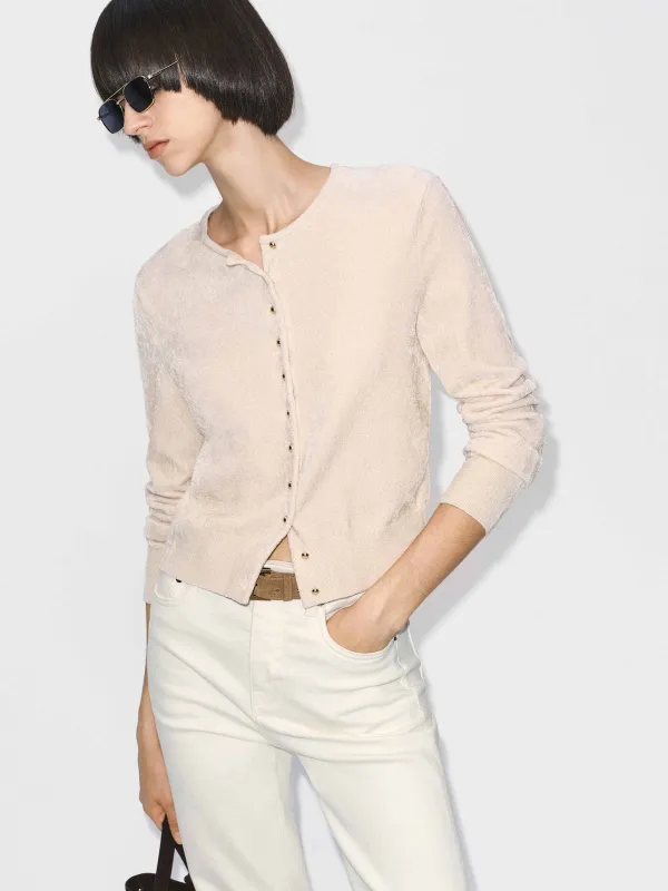 Metal Button Soft Cardigan sold by Mo&Co