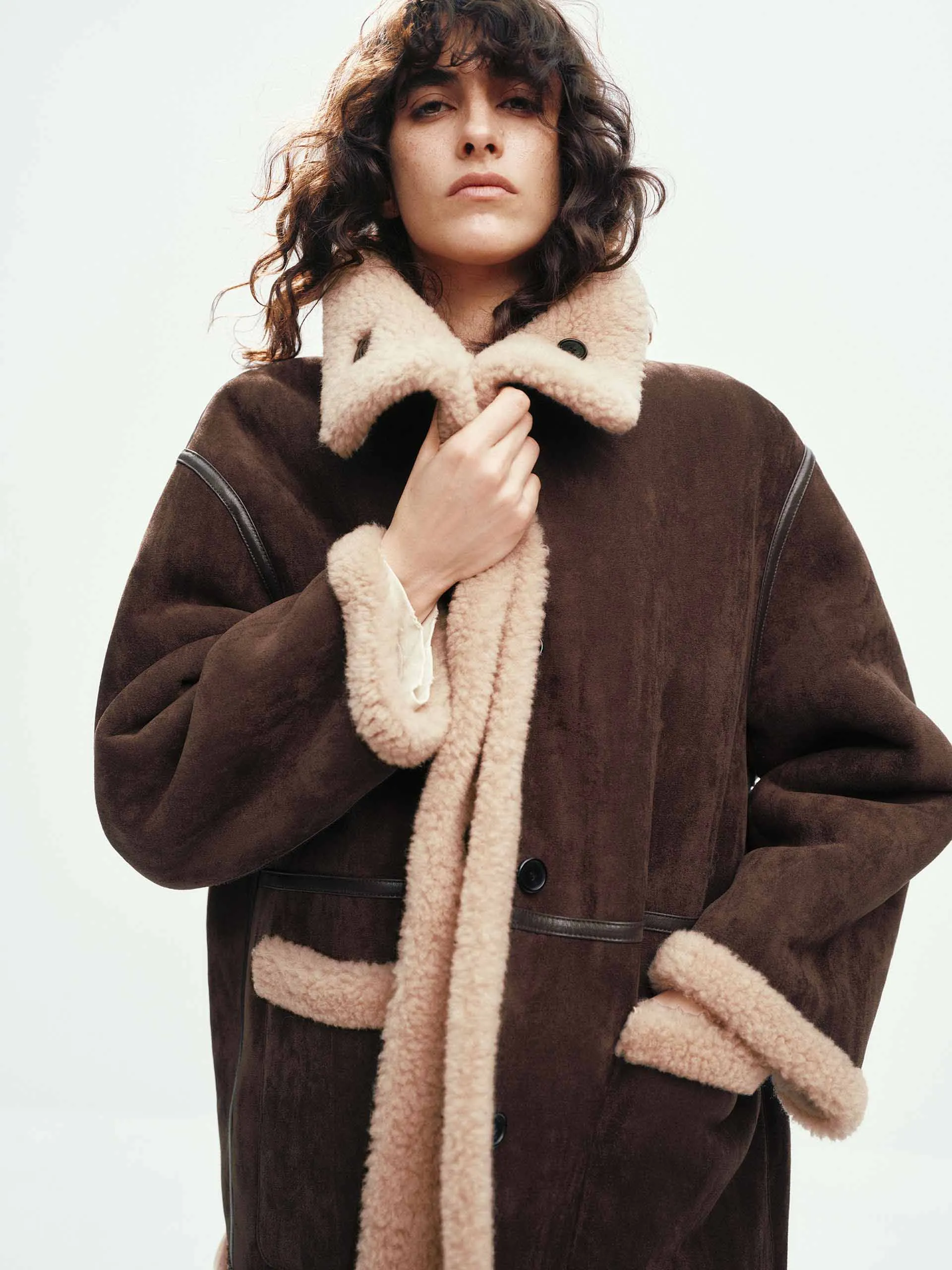 Faux Suede Fur Lining Coat sold by Mo&Co product image thumbnail 3