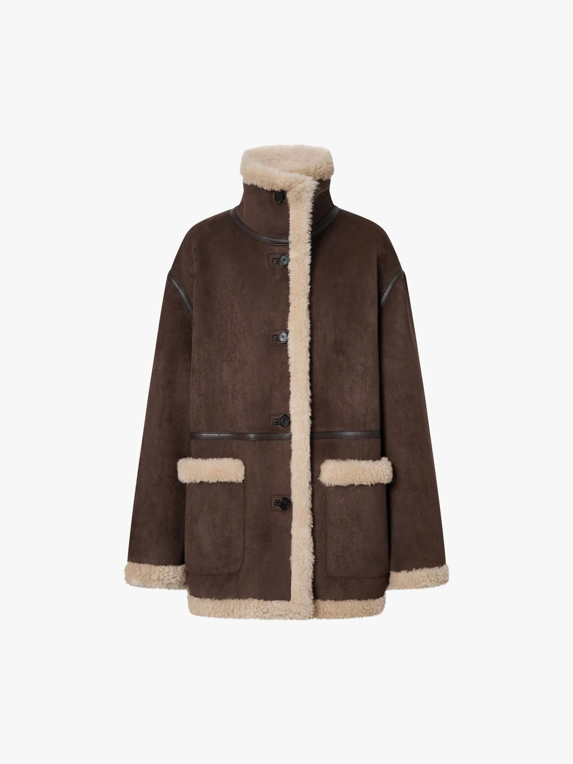 Faux Suede Fur Lining Coat sold by Mo&Co product image thumbnail 5