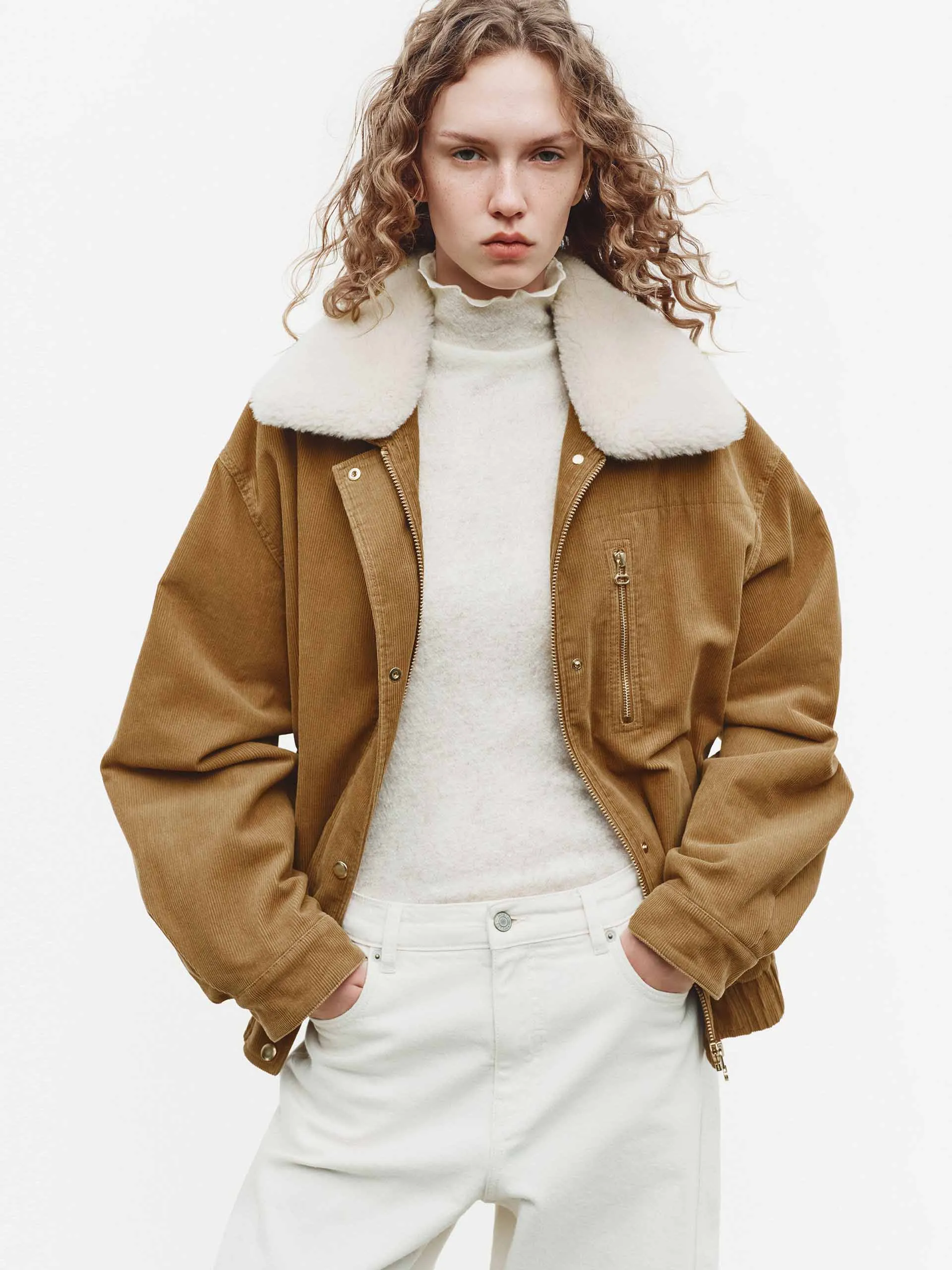 Fur Collar Cotton Coat sold by Mo&Co