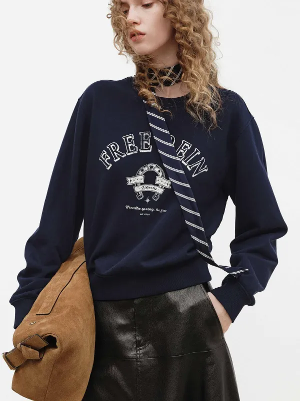 Crewneck Letter Cotton Sweatshirt sold by Mo&Co