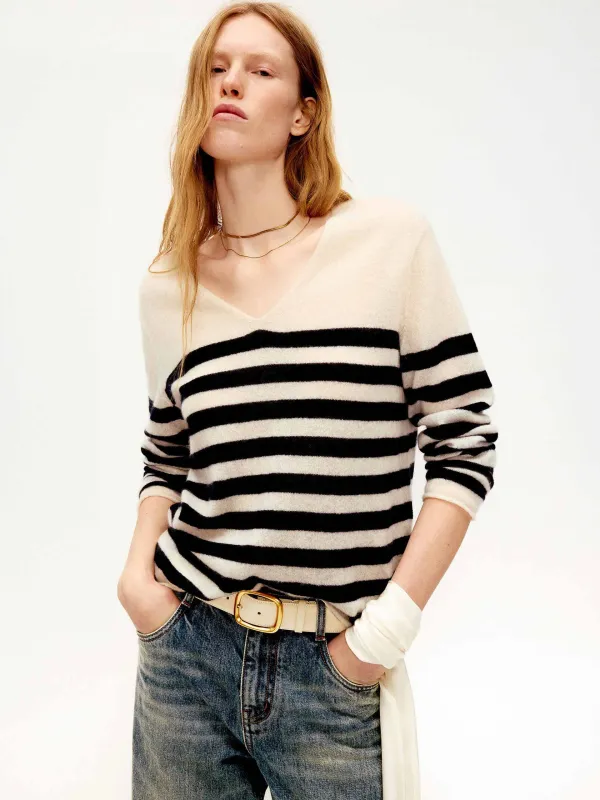 V-neck Striped Sweater sold by Mo&Co