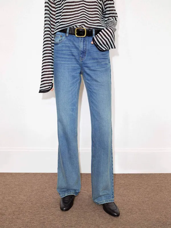 Distressed Cotton Flared Jeans sold by Mo&Co