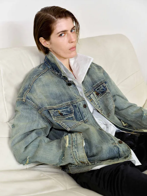 Ripped Detail Denim Jacket sold by Mo&Co