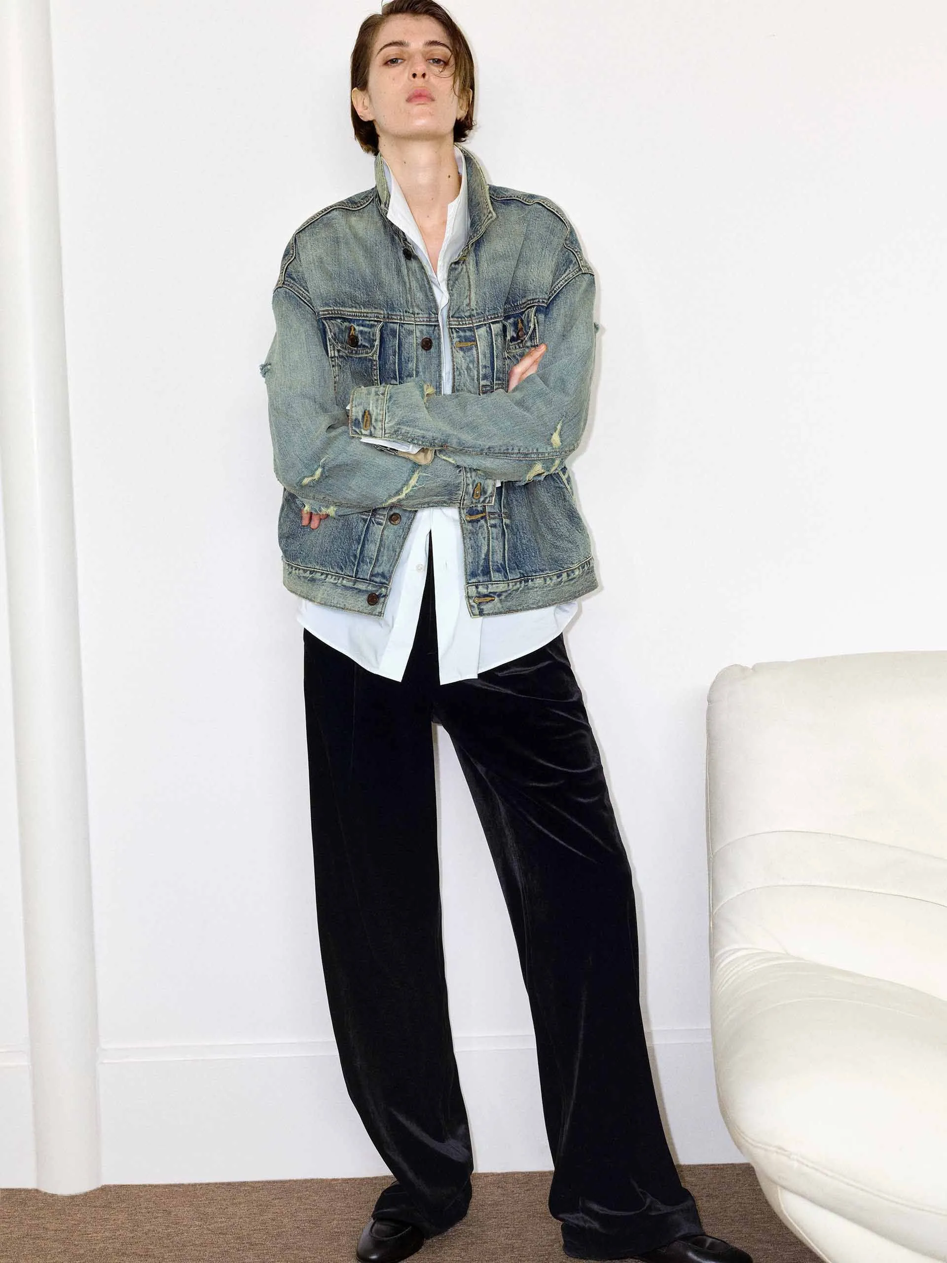 Ripped Detail Denim Jacket sold by Mo&Co product image thumbnail 2