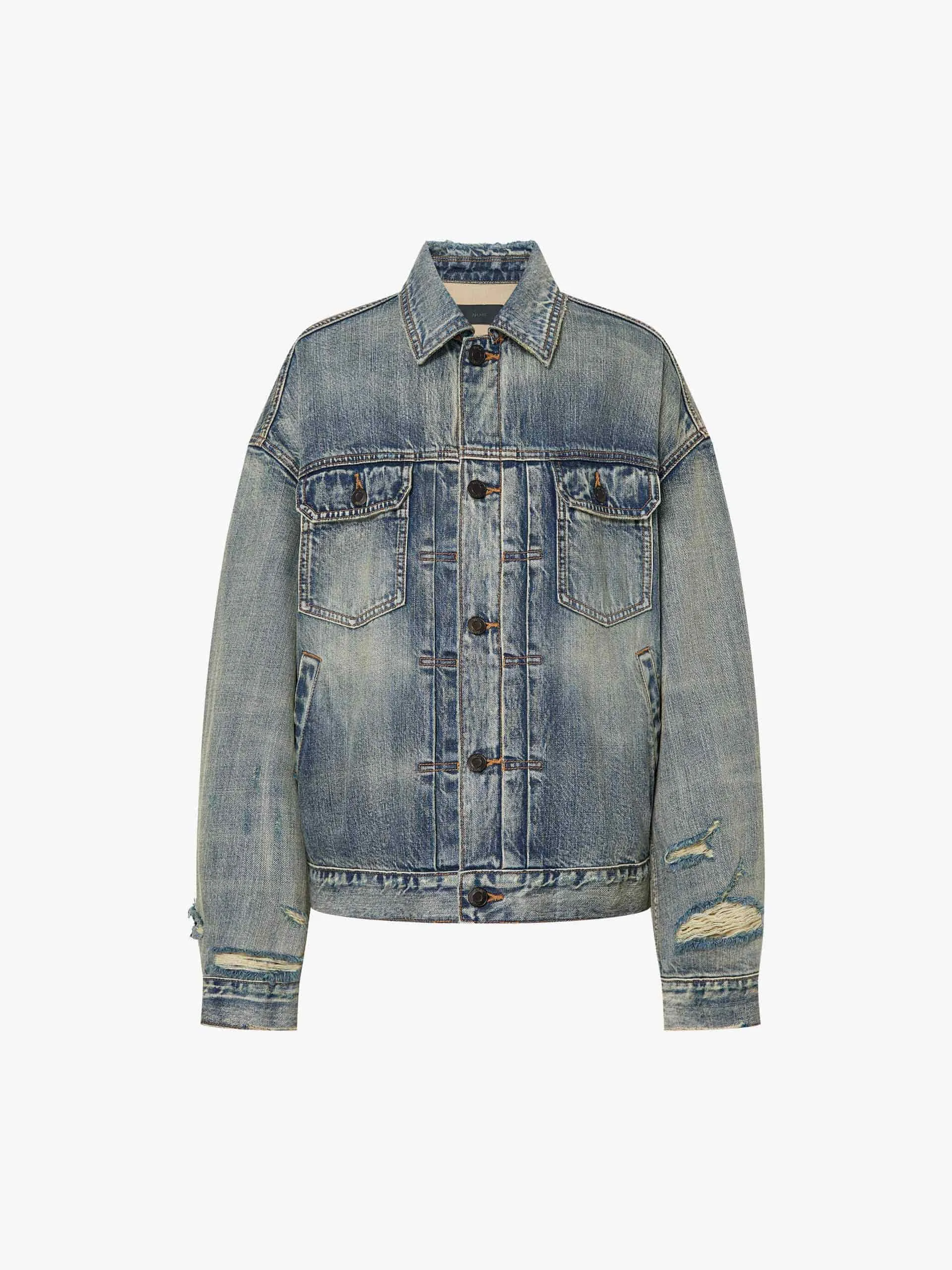 Ripped Detail Denim Jacket sold by Mo&Co product image thumbnail 5