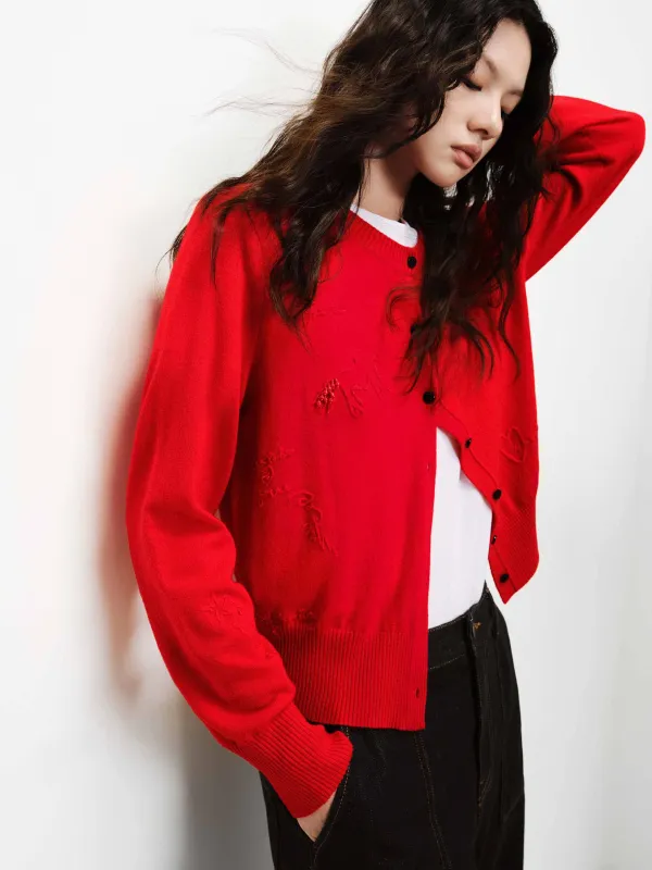 Wool Cashmere Beaded Cardigan made by Mo&Co